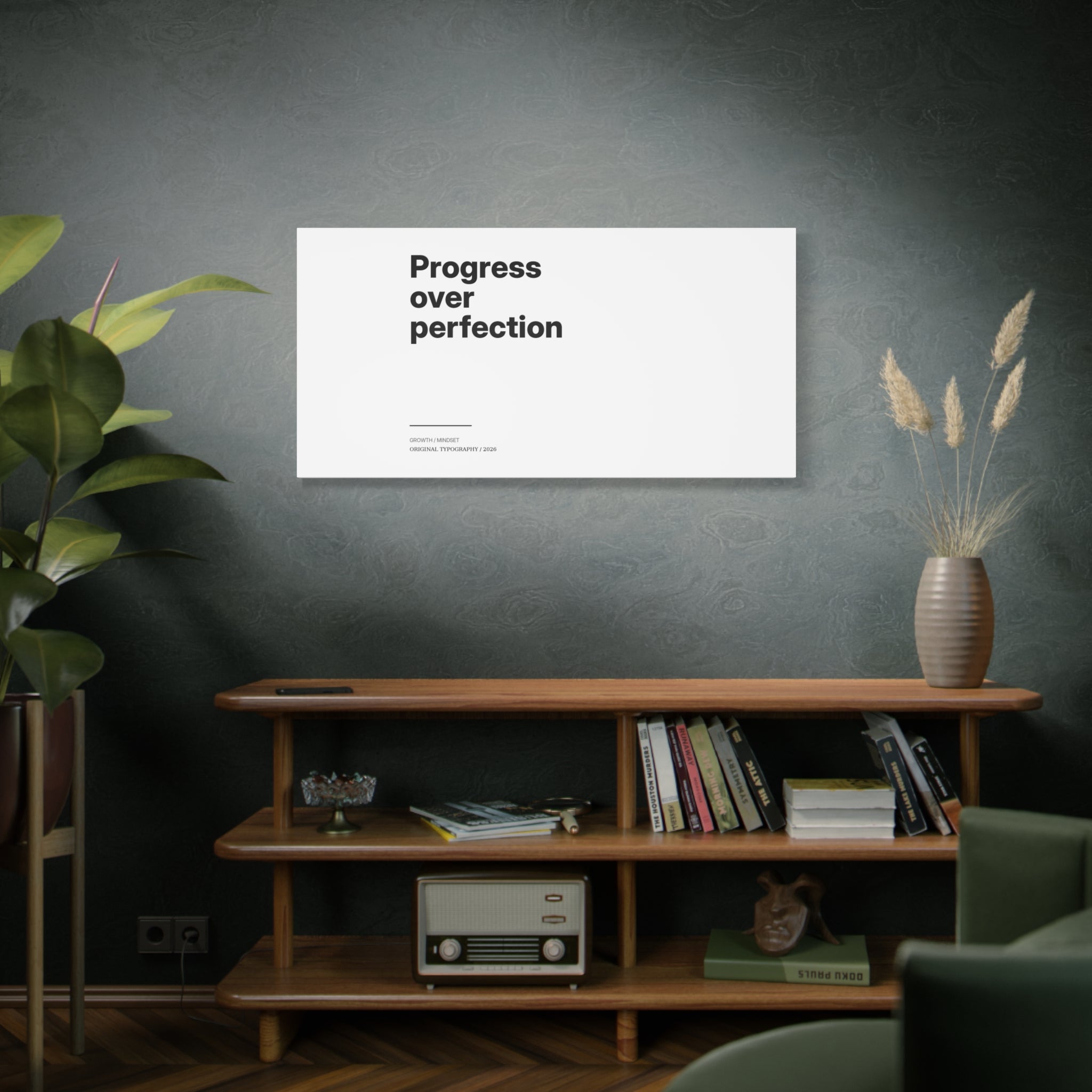 Progress Over Perfection Matte Canvas Wall Art — Minimal Motivational Quote