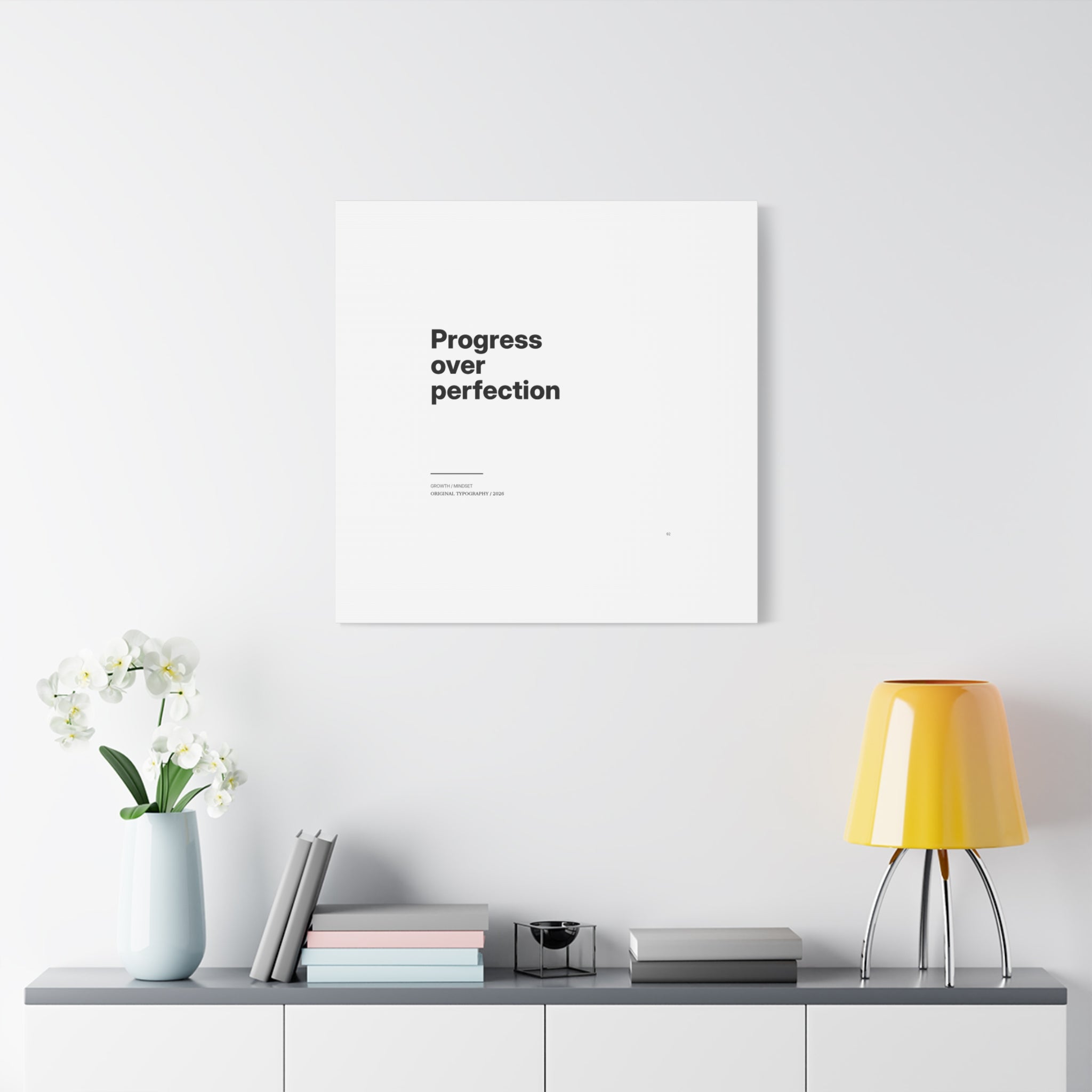 Progress Over Perfection Matte Canvas Wall Art — Minimal Motivational Quote