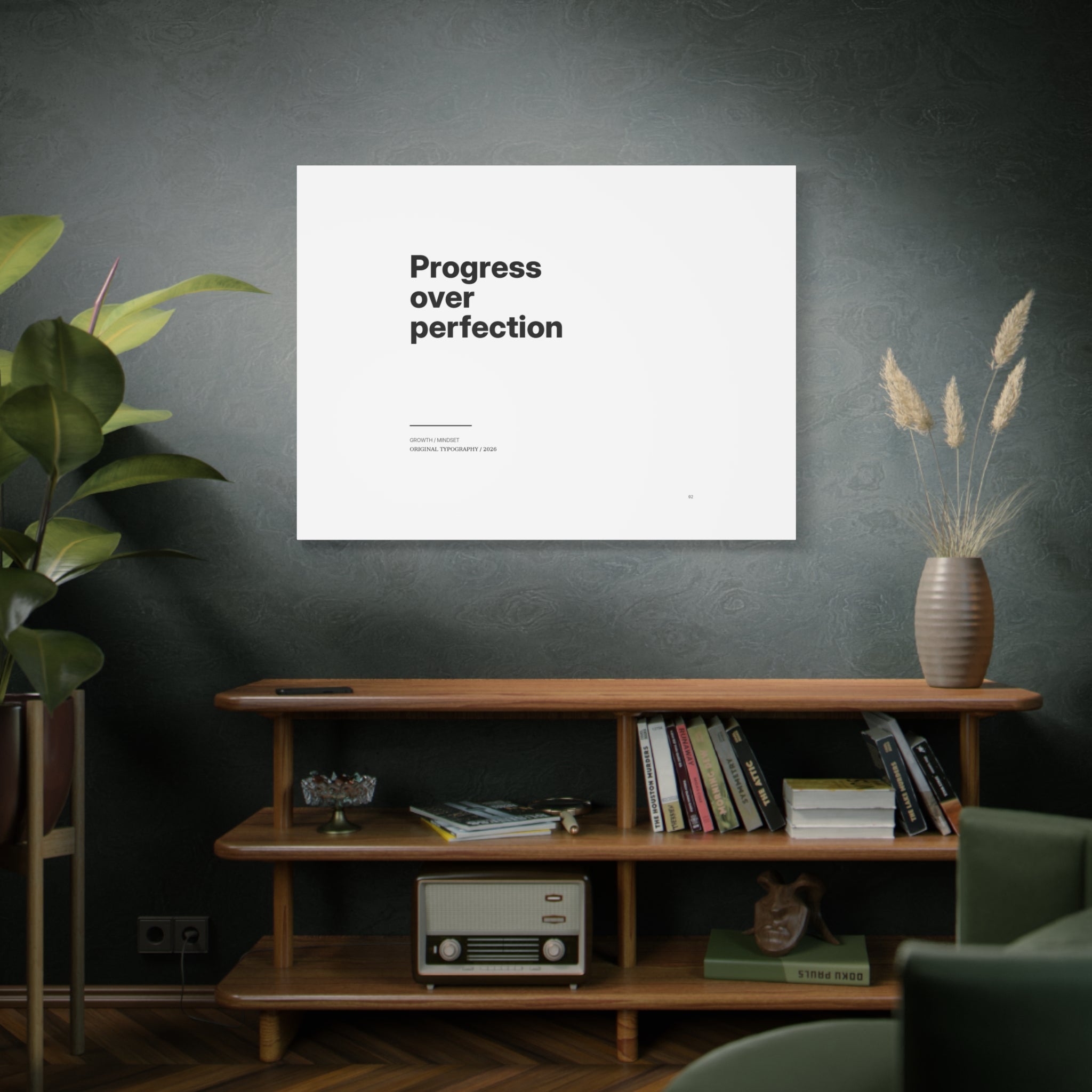 Progress Over Perfection Matte Canvas Wall Art — Minimal Motivational Quote