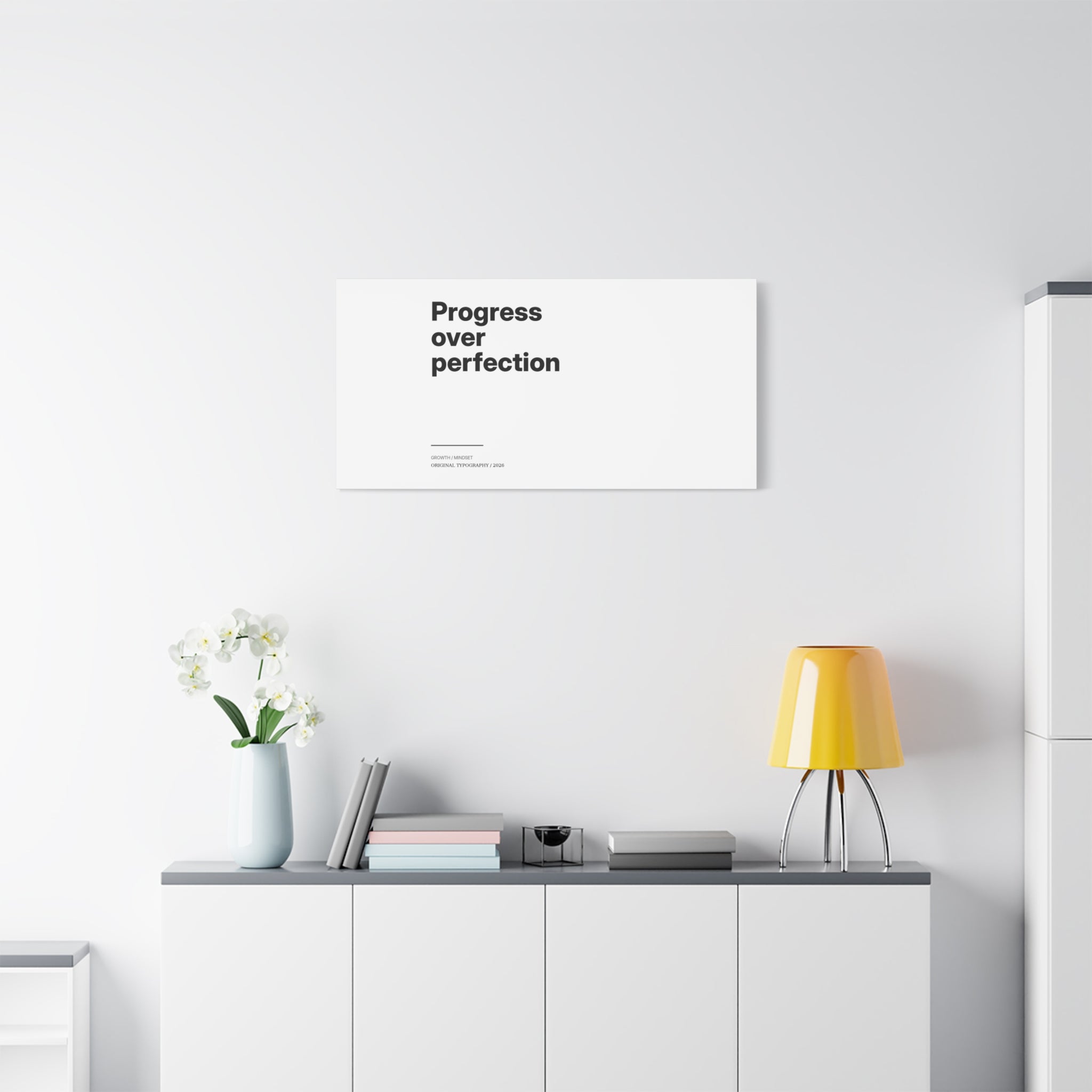 Progress Over Perfection Matte Canvas Wall Art — Minimal Motivational Quote