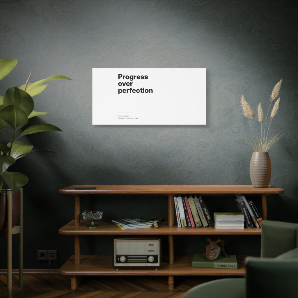 Progress Over Perfection Matte Canvas Wall Art — Minimal Motivational Quote