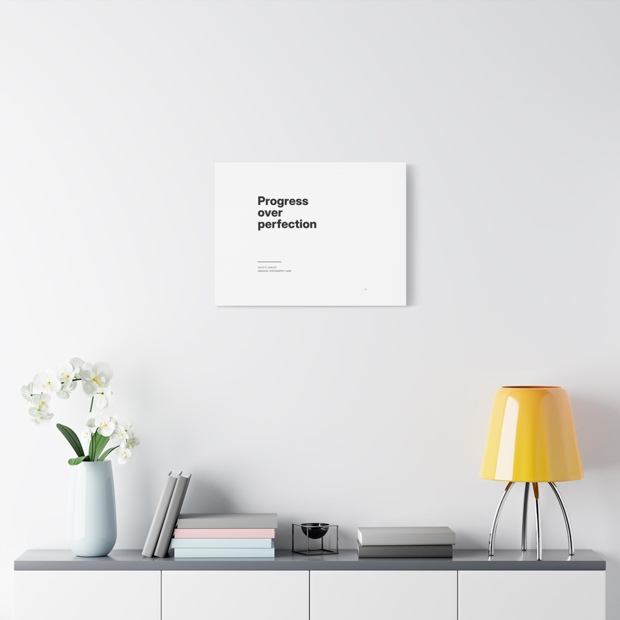 Progress Over Perfection Matte Canvas Wall Art — Minimal Motivational Quote