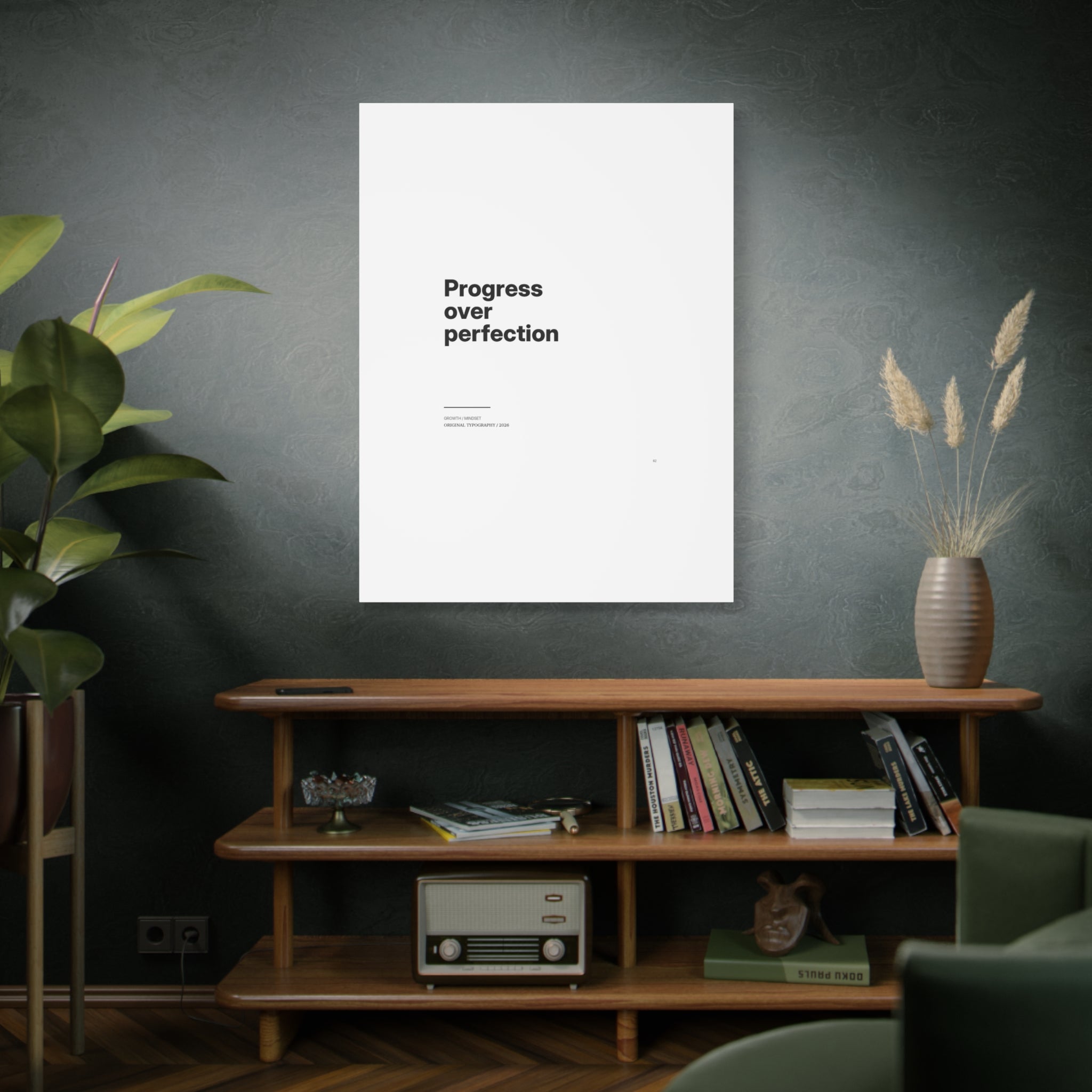 Progress Over Perfection Matte Canvas Wall Art — Minimal Motivational Quote