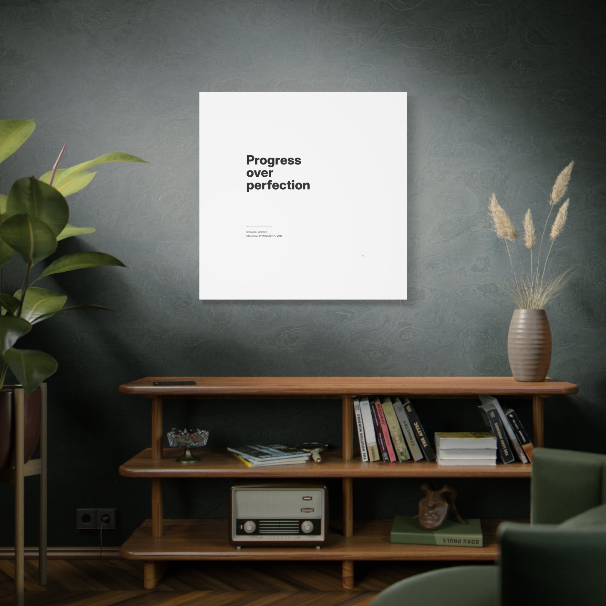 Progress Over Perfection Matte Canvas Wall Art — Minimal Motivational Quote