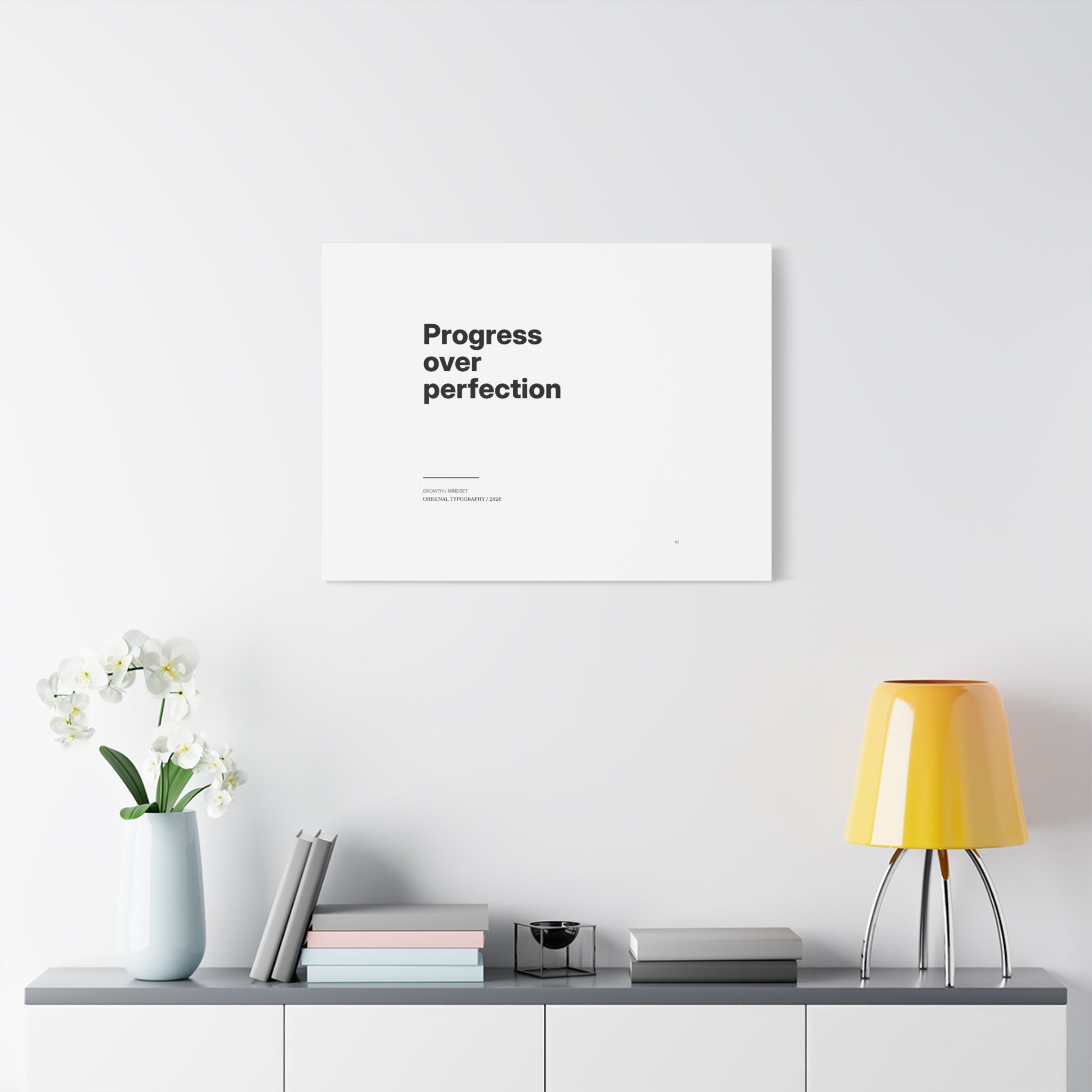 Progress Over Perfection Matte Canvas Wall Art — Minimal Motivational Quote