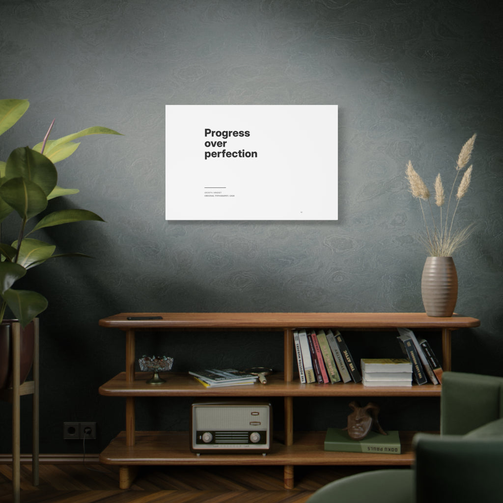 Progress Over Perfection Matte Canvas Wall Art — Minimal Motivational Quote