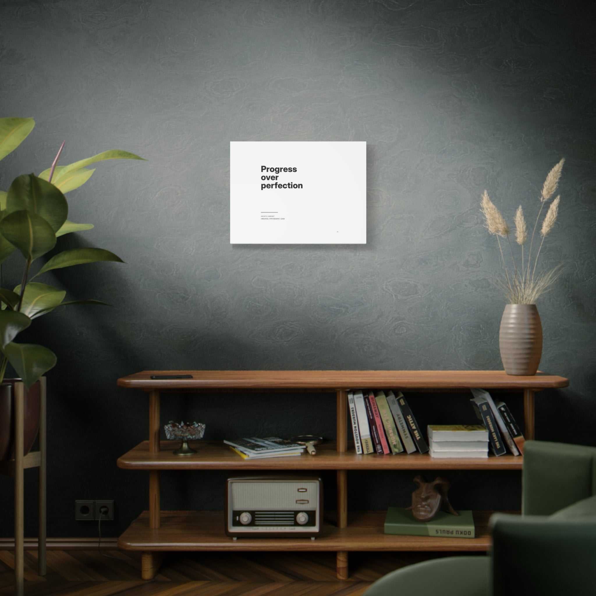 Progress Over Perfection Matte Canvas Wall Art — Minimal Motivational Quote