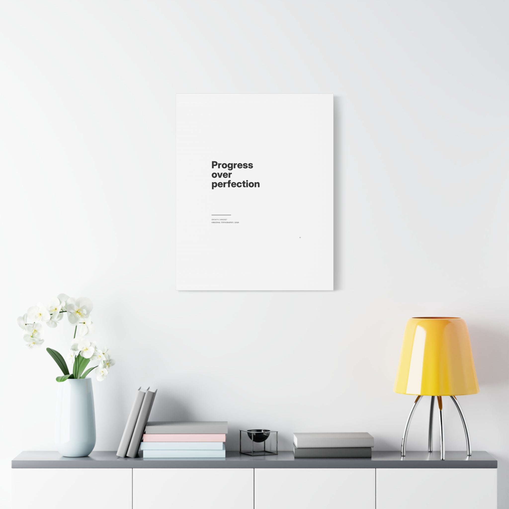 Progress Over Perfection Matte Canvas Wall Art — Minimal Motivational Quote
