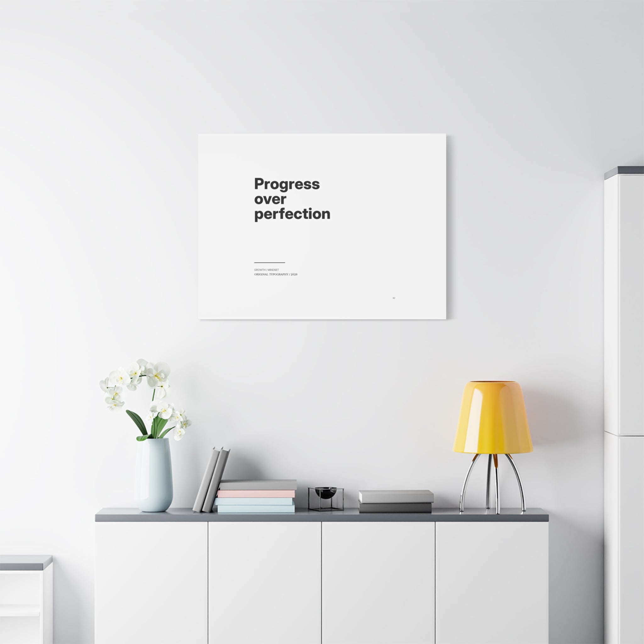 Progress Over Perfection Matte Canvas Wall Art — Minimal Motivational Quote
