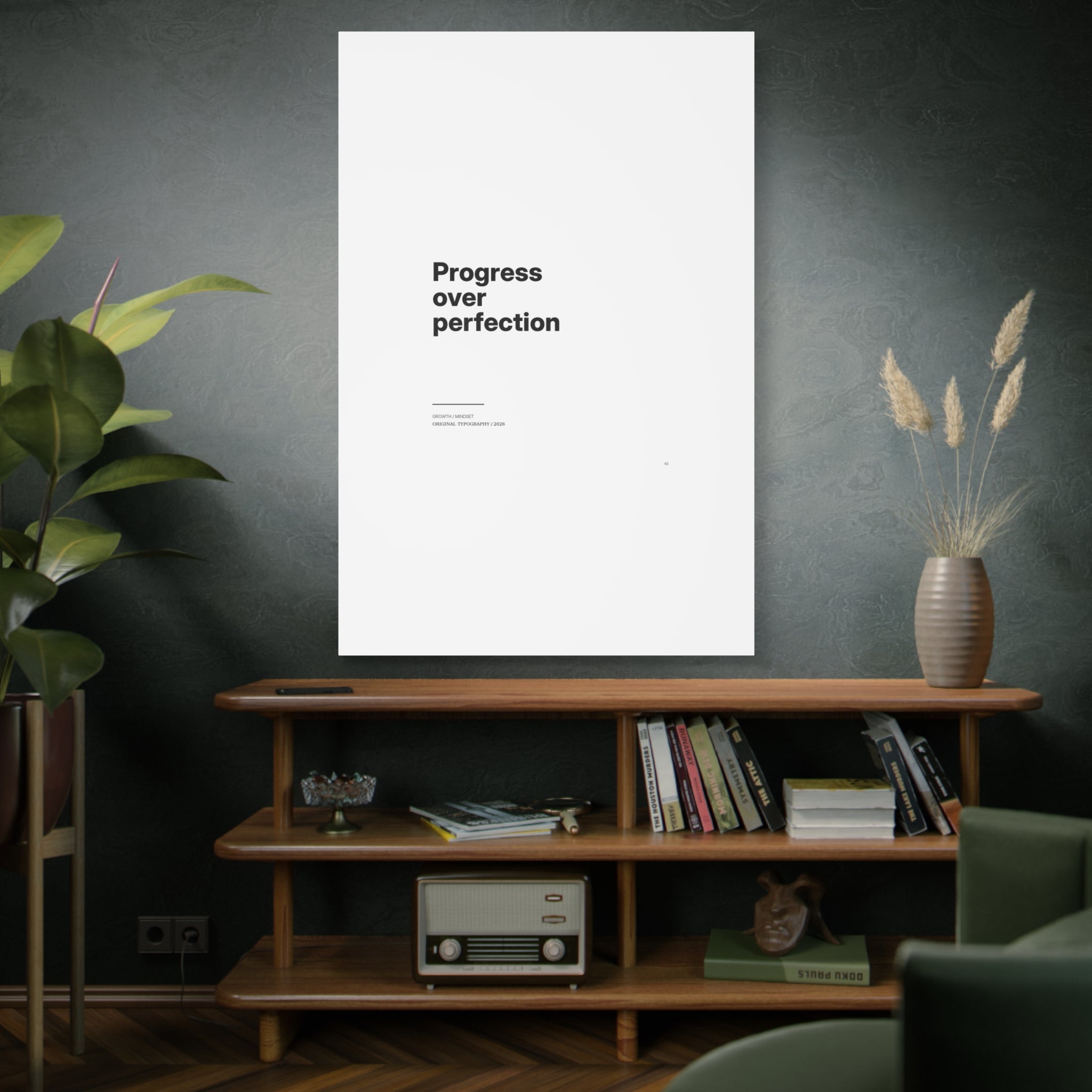 Progress Over Perfection Matte Canvas Wall Art — Minimal Motivational Quote