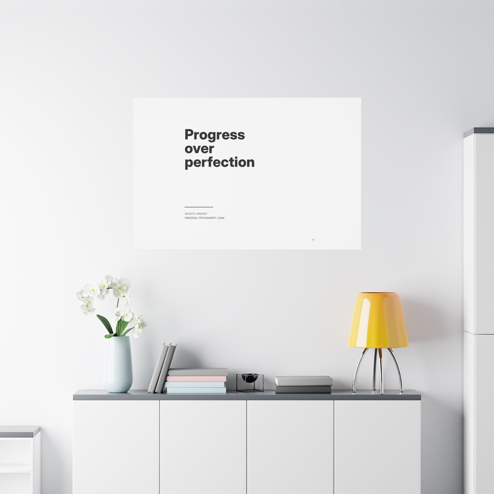 Progress Over Perfection Matte Canvas Wall Art — Minimal Motivational Quote