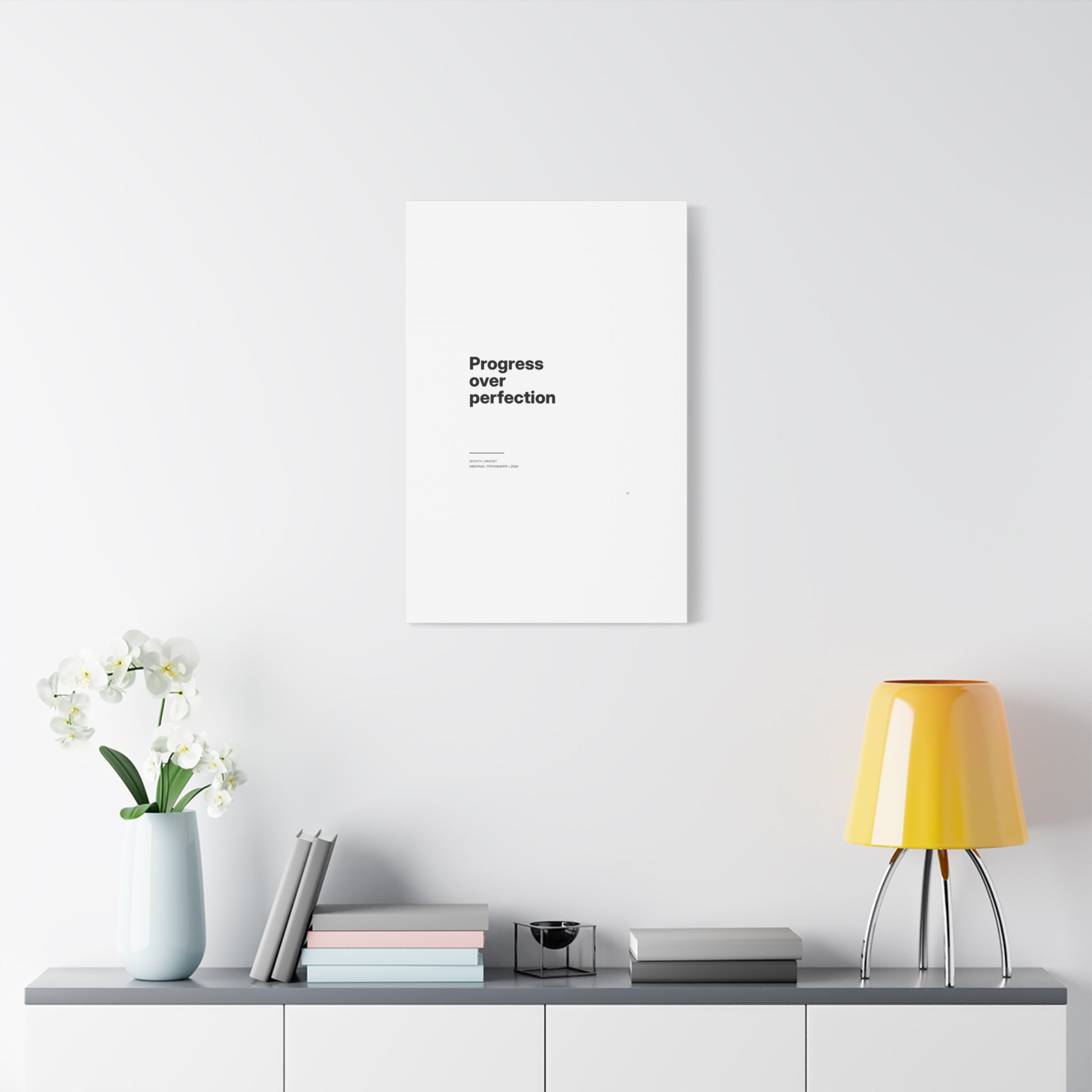 Progress Over Perfection Matte Canvas Wall Art — Minimal Motivational Quote