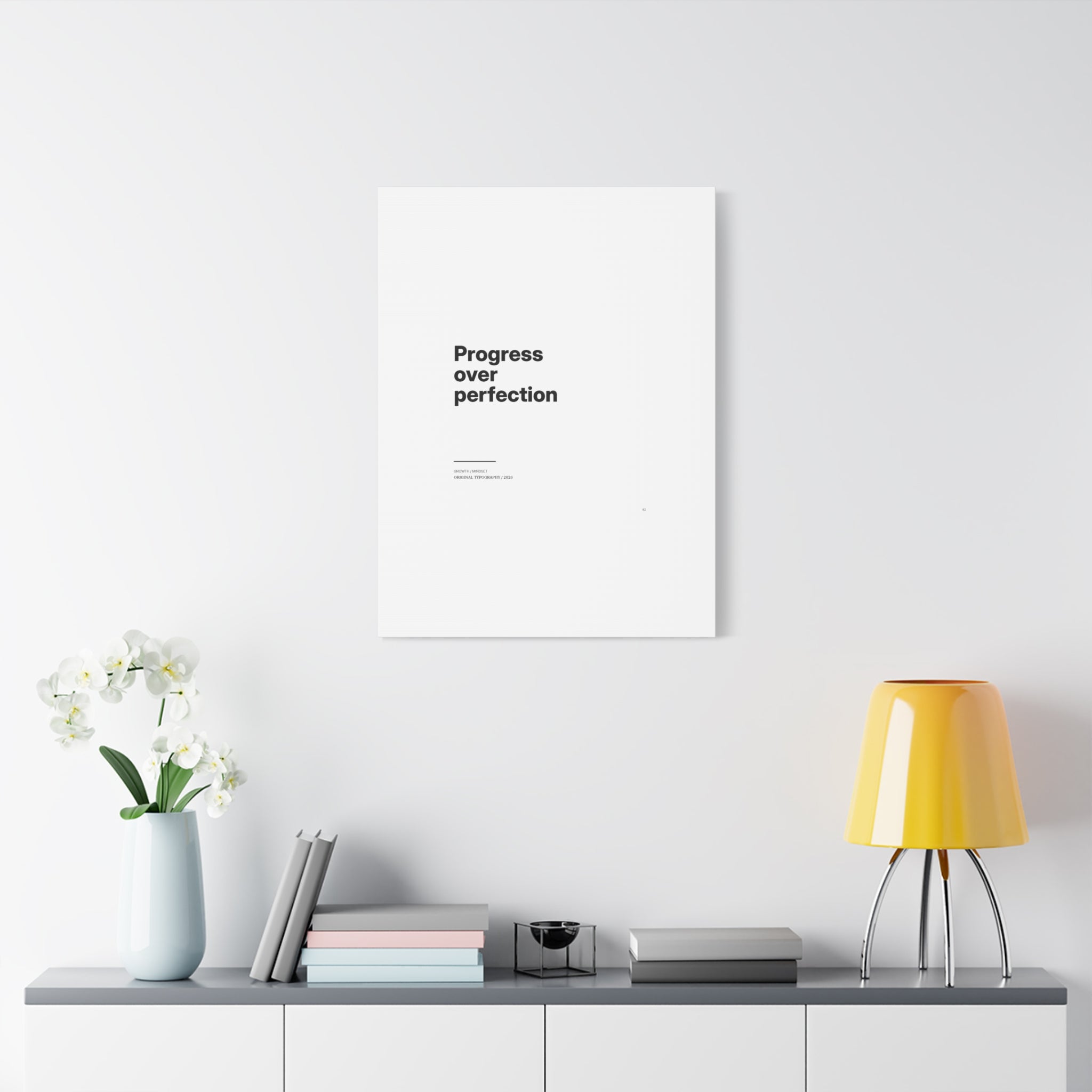 Progress Over Perfection Matte Canvas Wall Art — Minimal Motivational Quote