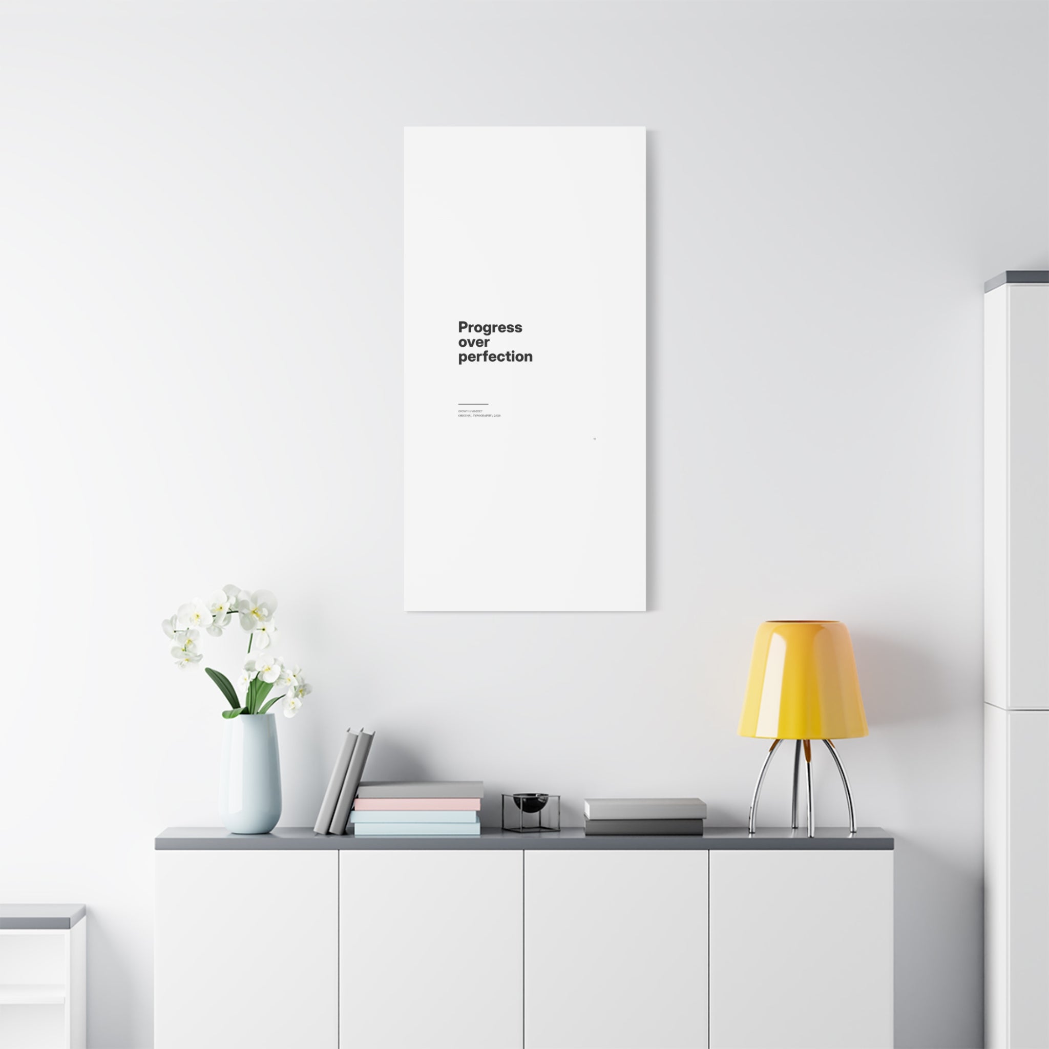Progress Over Perfection Matte Canvas Wall Art — Minimal Motivational Quote