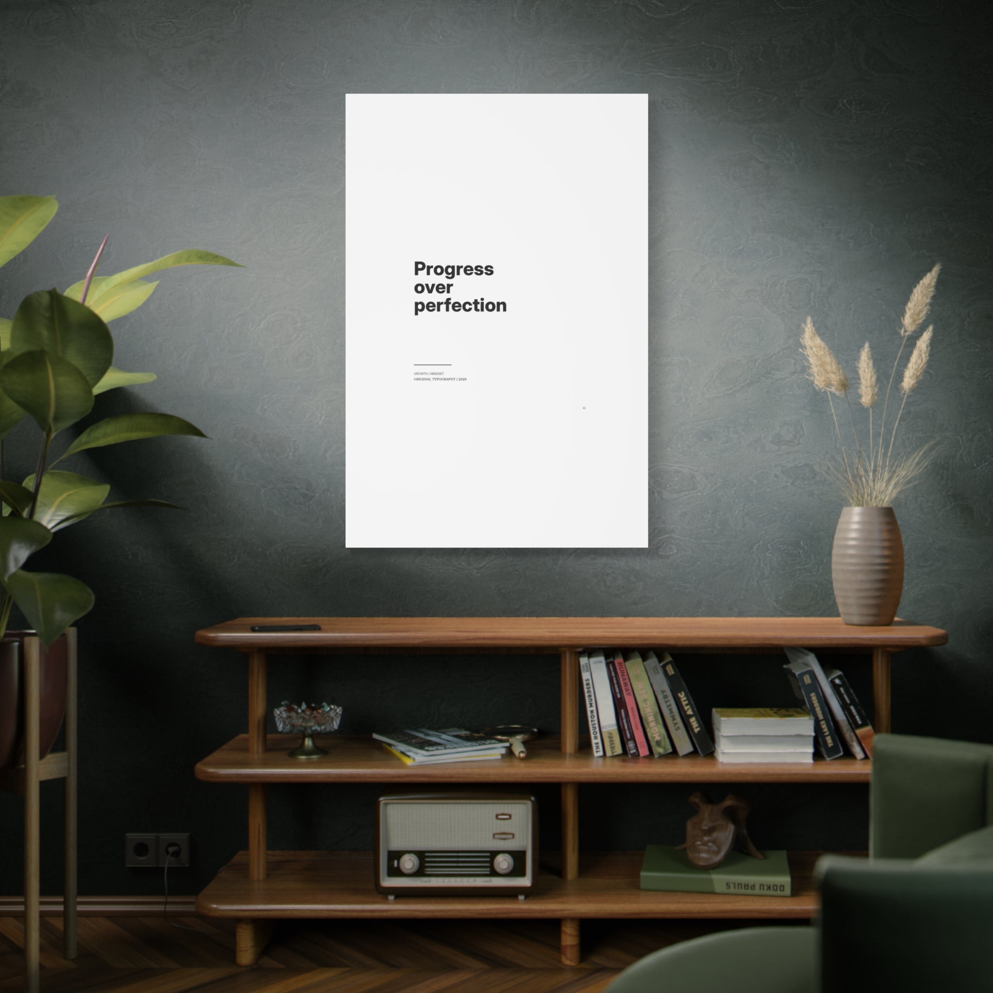 Progress Over Perfection Matte Canvas Wall Art — Minimal Motivational Quote