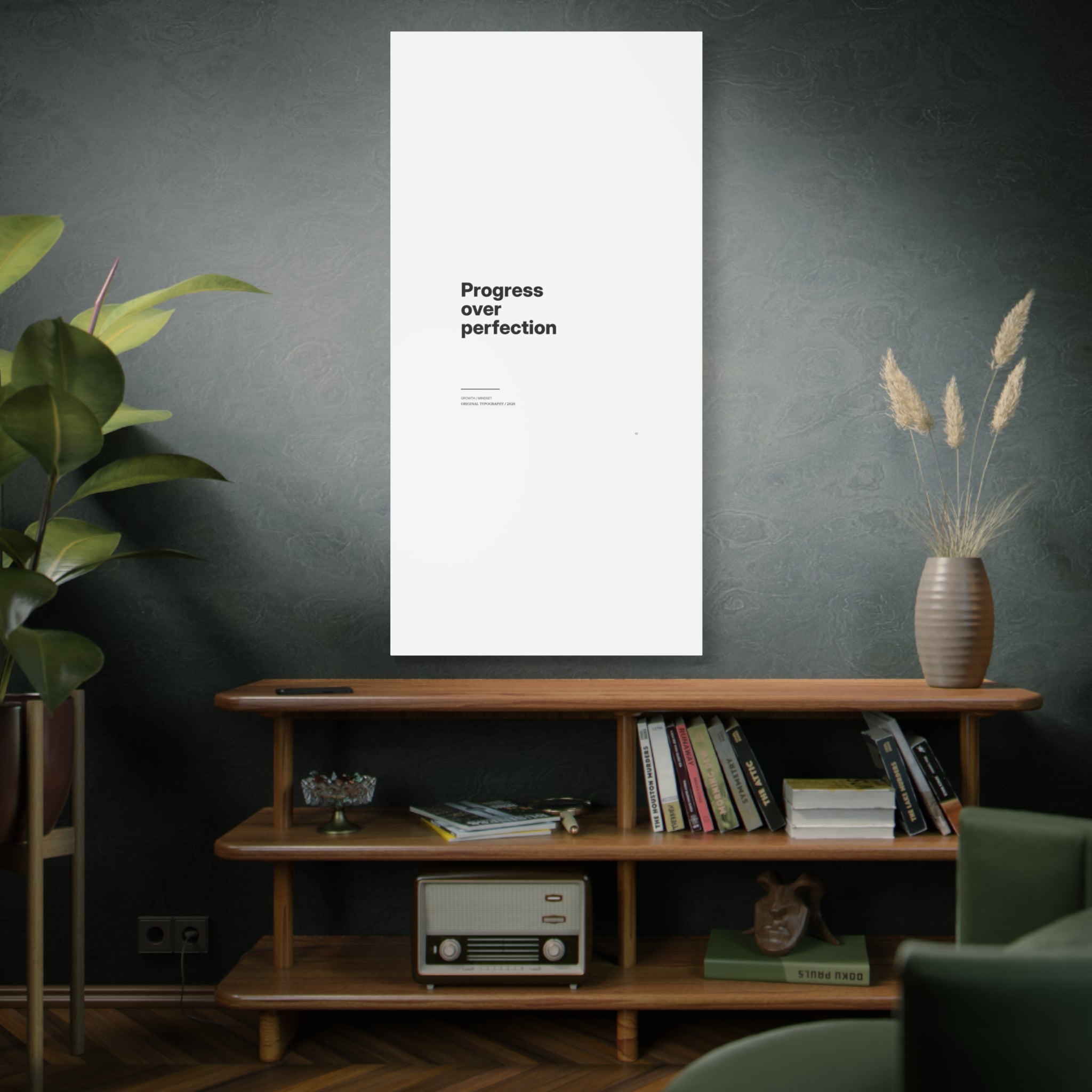 Progress Over Perfection Matte Canvas Wall Art — Minimal Motivational Quote