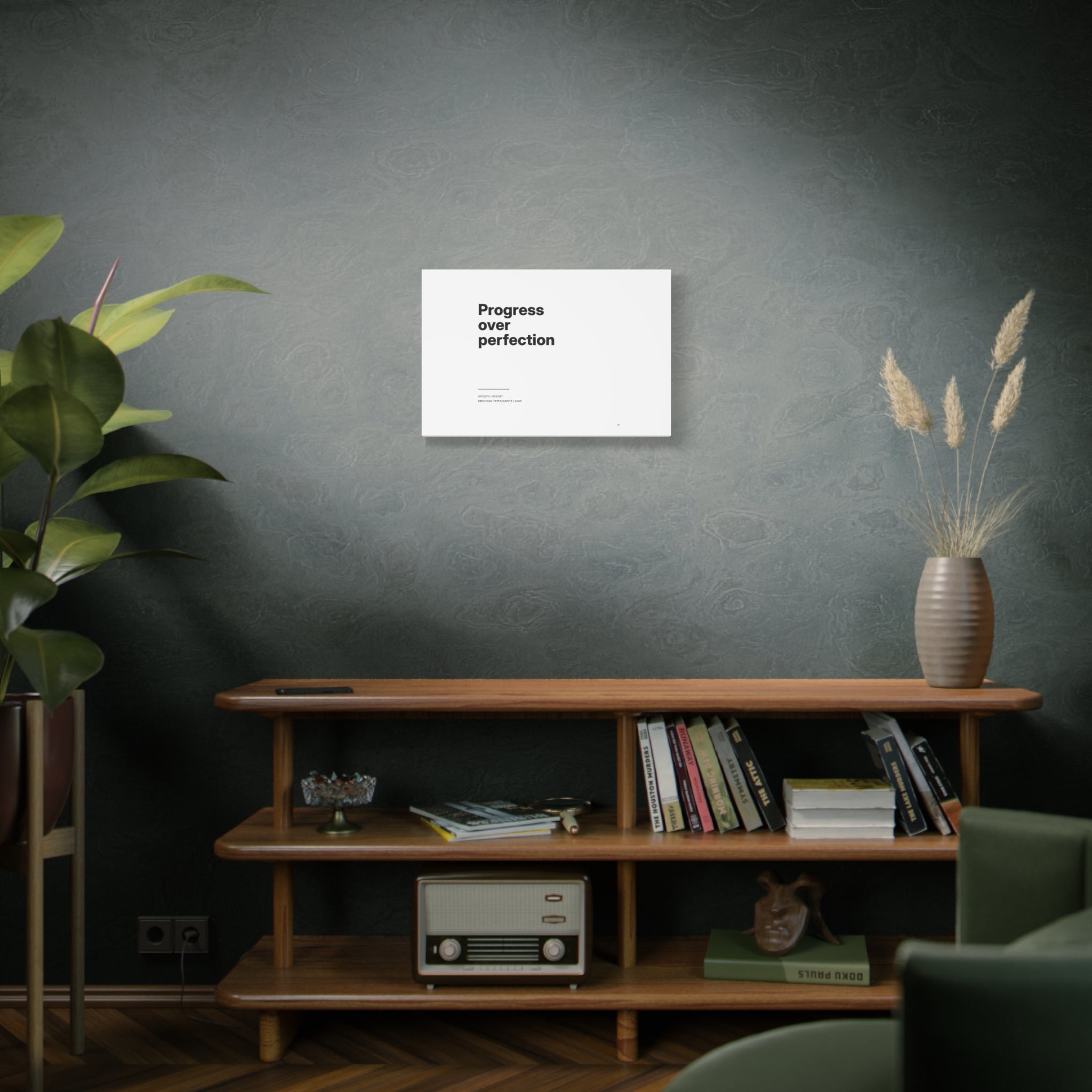 Progress Over Perfection Matte Canvas Wall Art — Minimal Motivational Quote