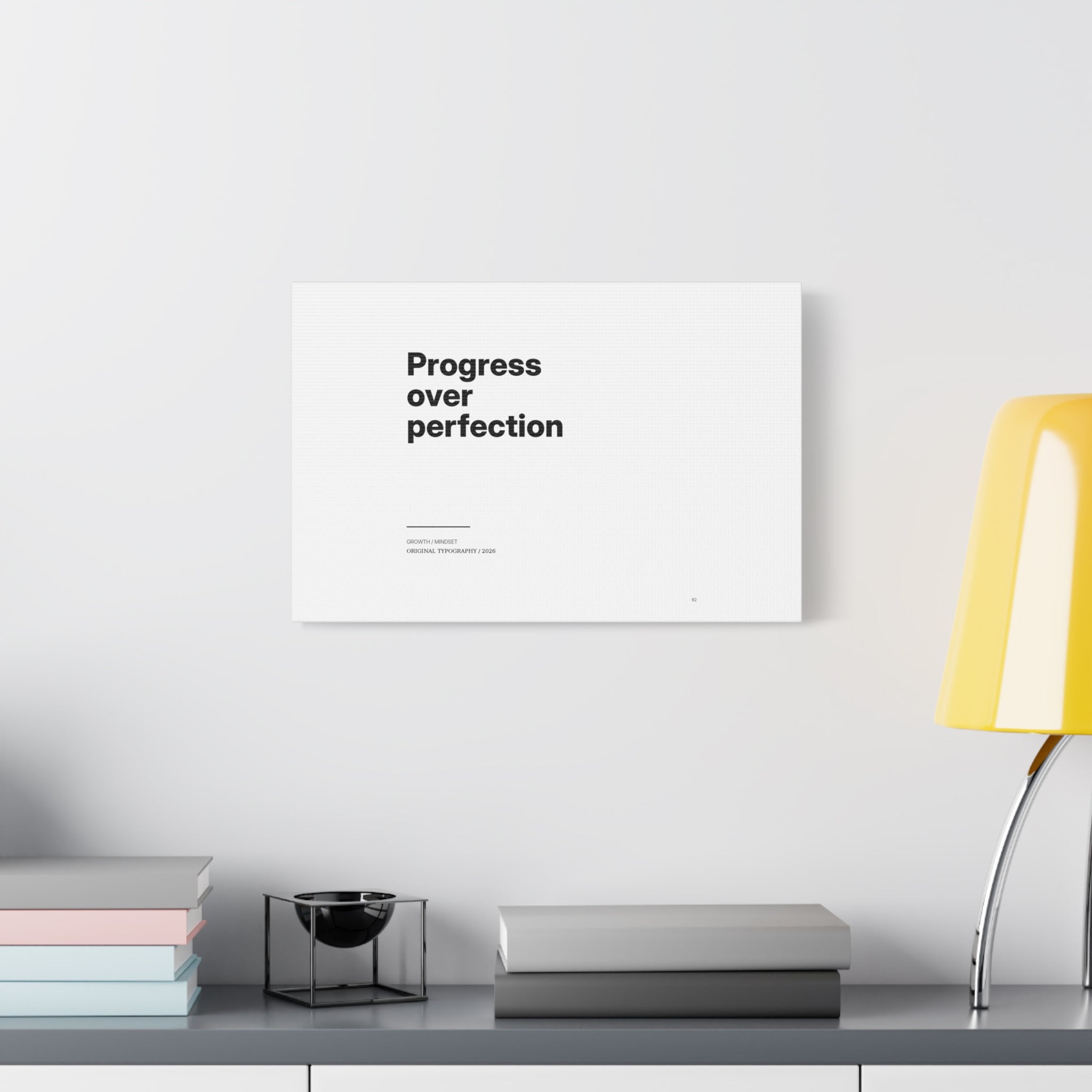 Progress Over Perfection Matte Canvas Wall Art — Minimal Motivational Quote