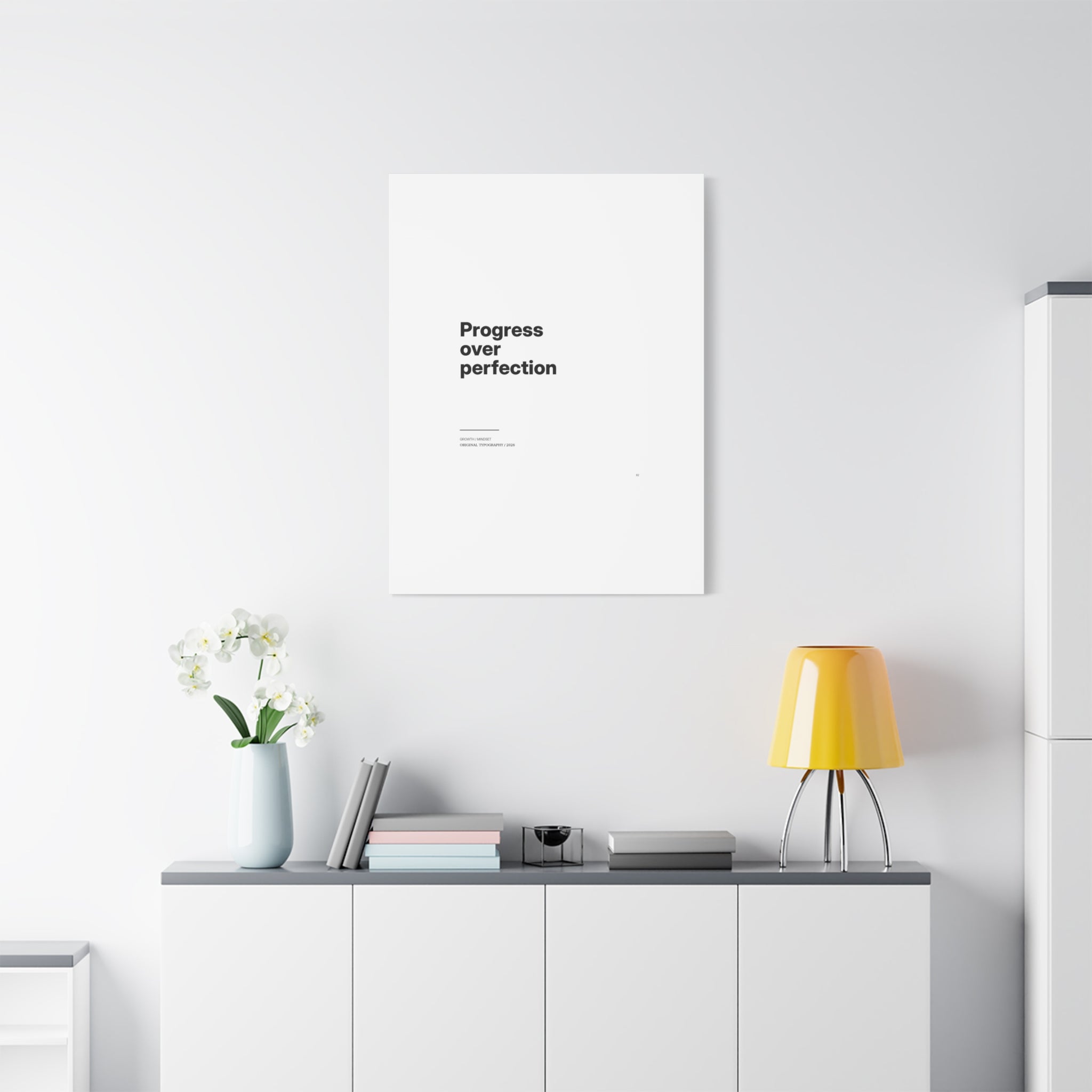 Progress Over Perfection Matte Canvas Wall Art — Minimal Motivational Quote