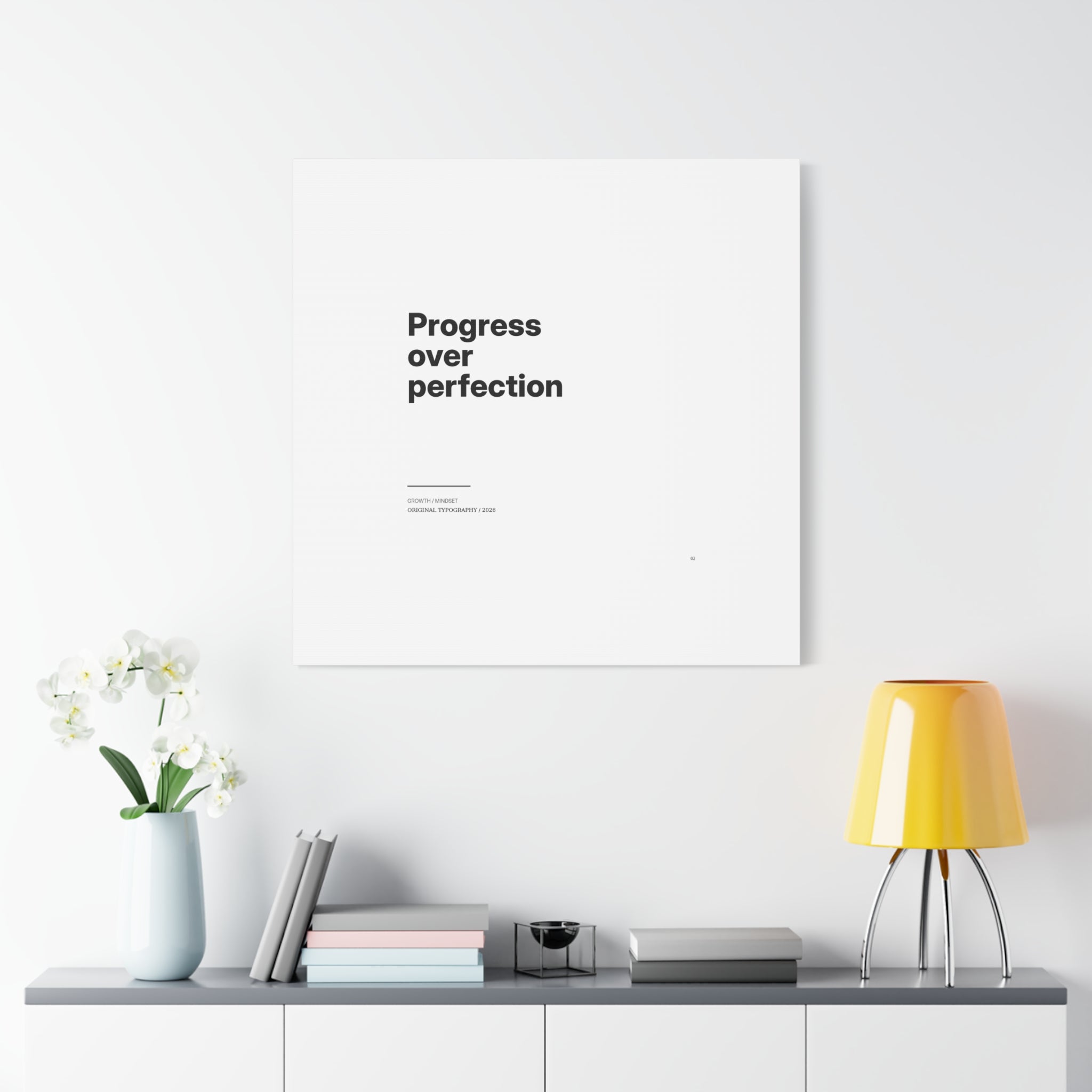 Progress Over Perfection Matte Canvas Wall Art — Minimal Motivational Quote