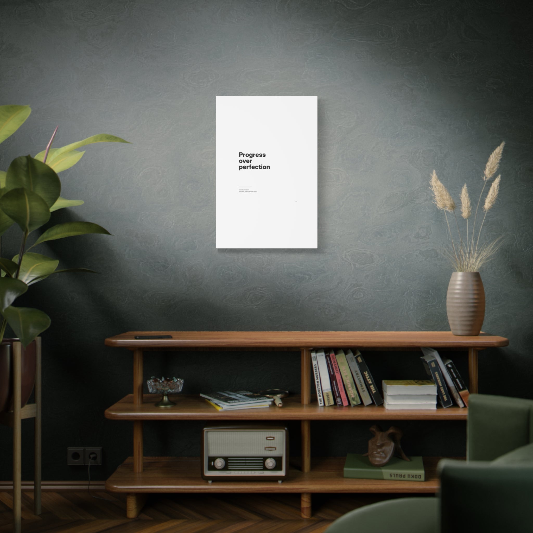 Progress Over Perfection Matte Canvas Wall Art — Minimal Motivational Quote