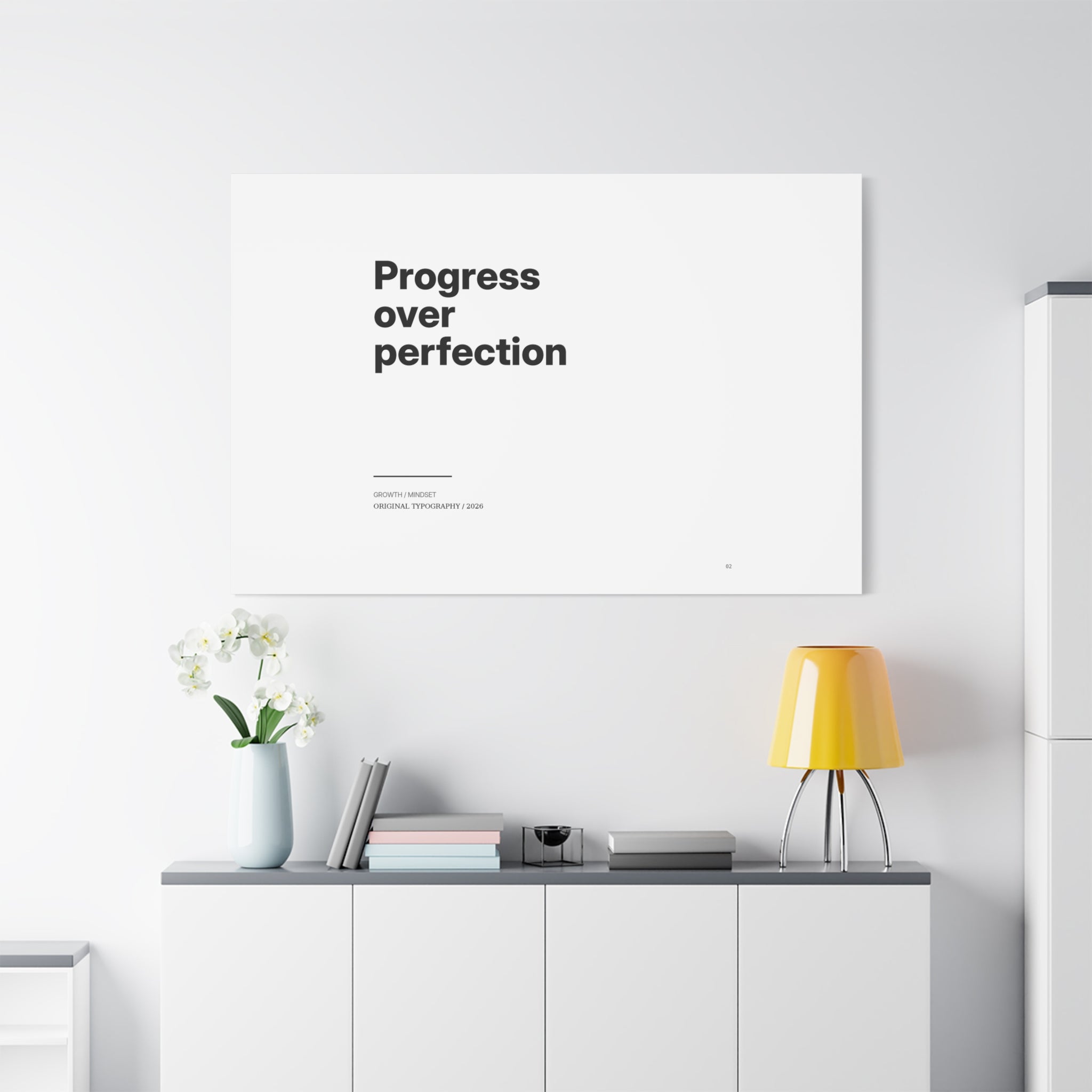 Progress Over Perfection Matte Canvas Wall Art — Minimal Motivational Quote