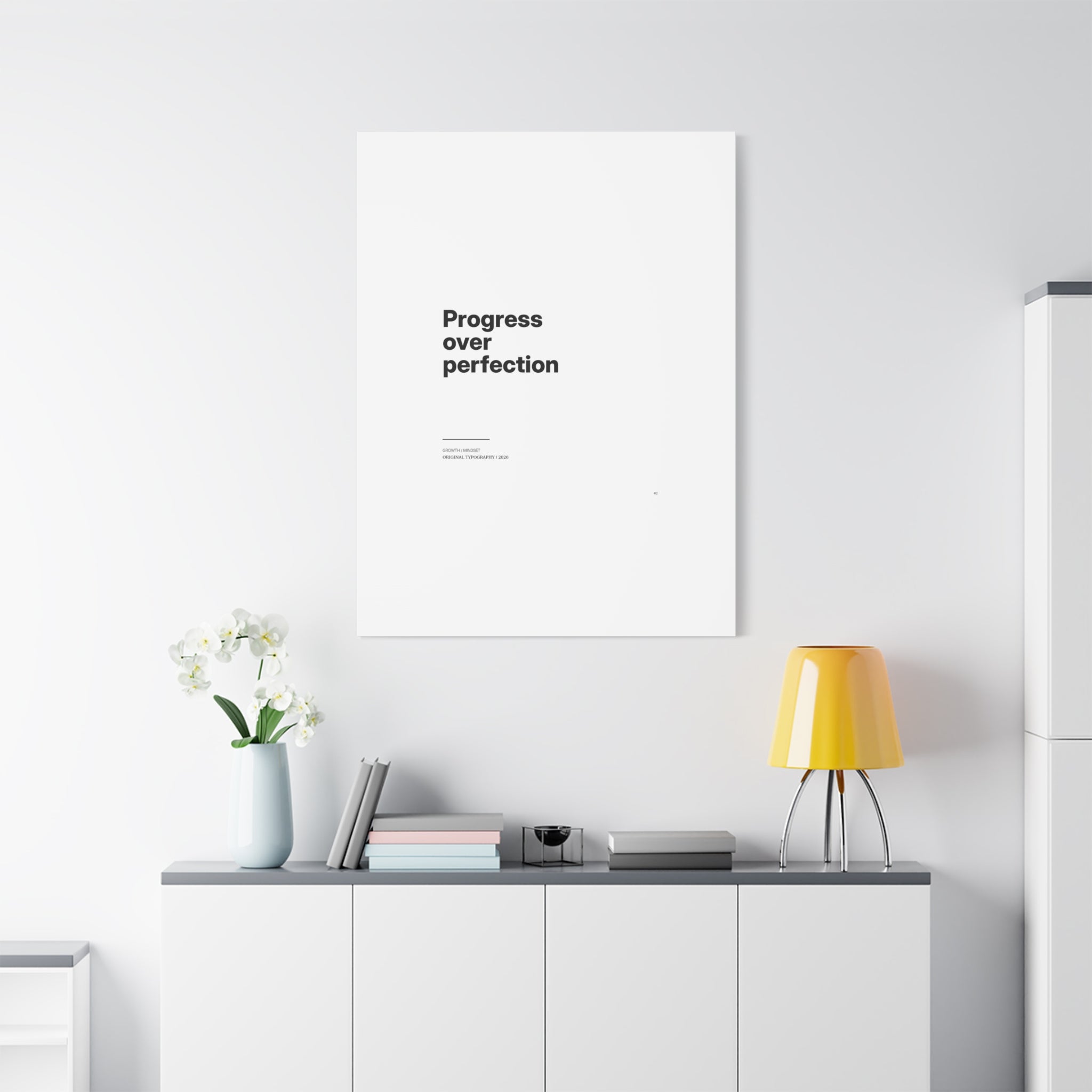 Progress Over Perfection Matte Canvas Wall Art — Minimal Motivational Quote