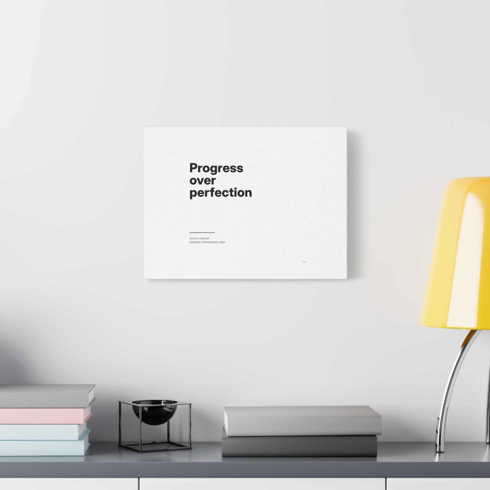 Progress Over Perfection Matte Canvas Wall Art — Minimal Motivational Quote