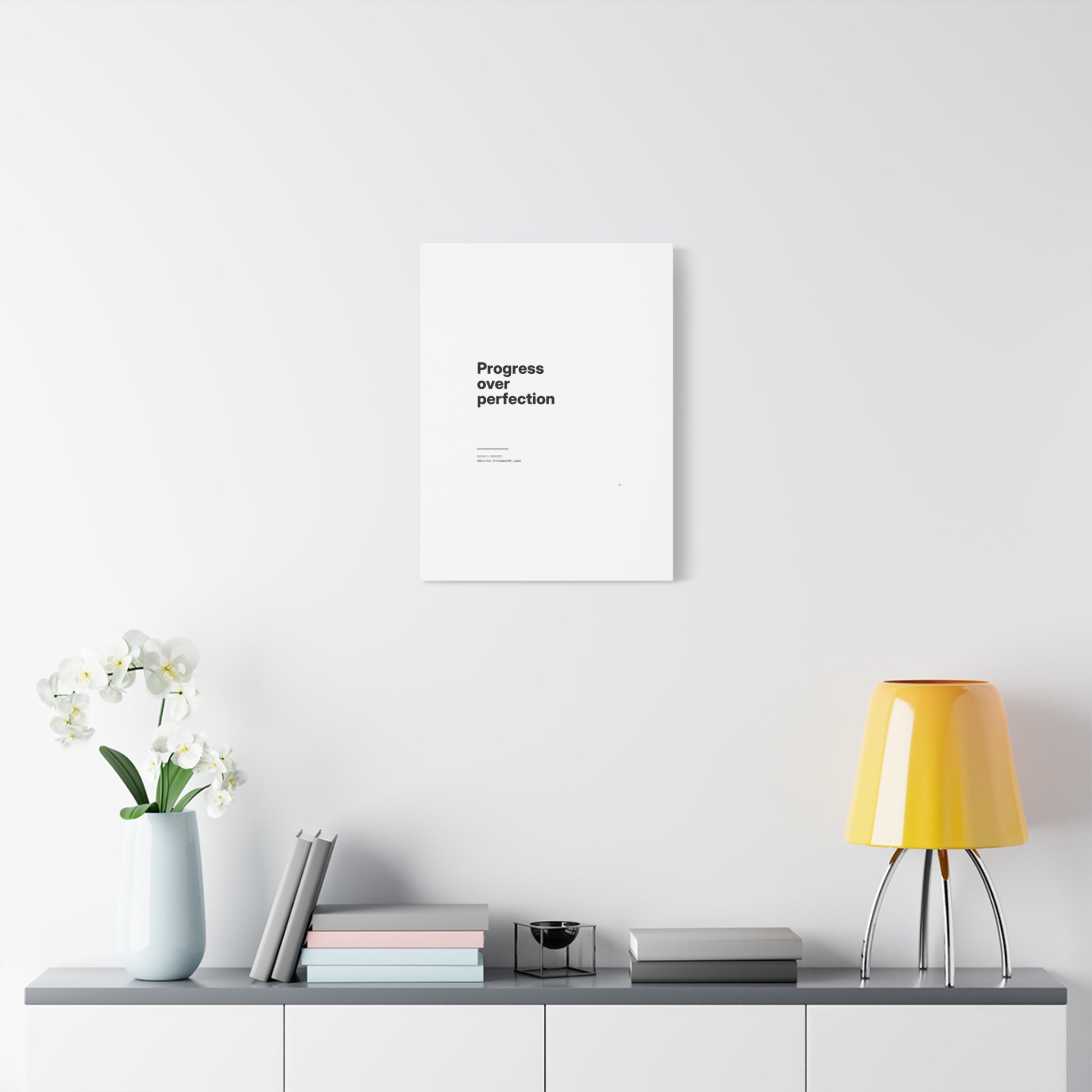 Progress Over Perfection Matte Canvas Wall Art — Minimal Motivational Quote