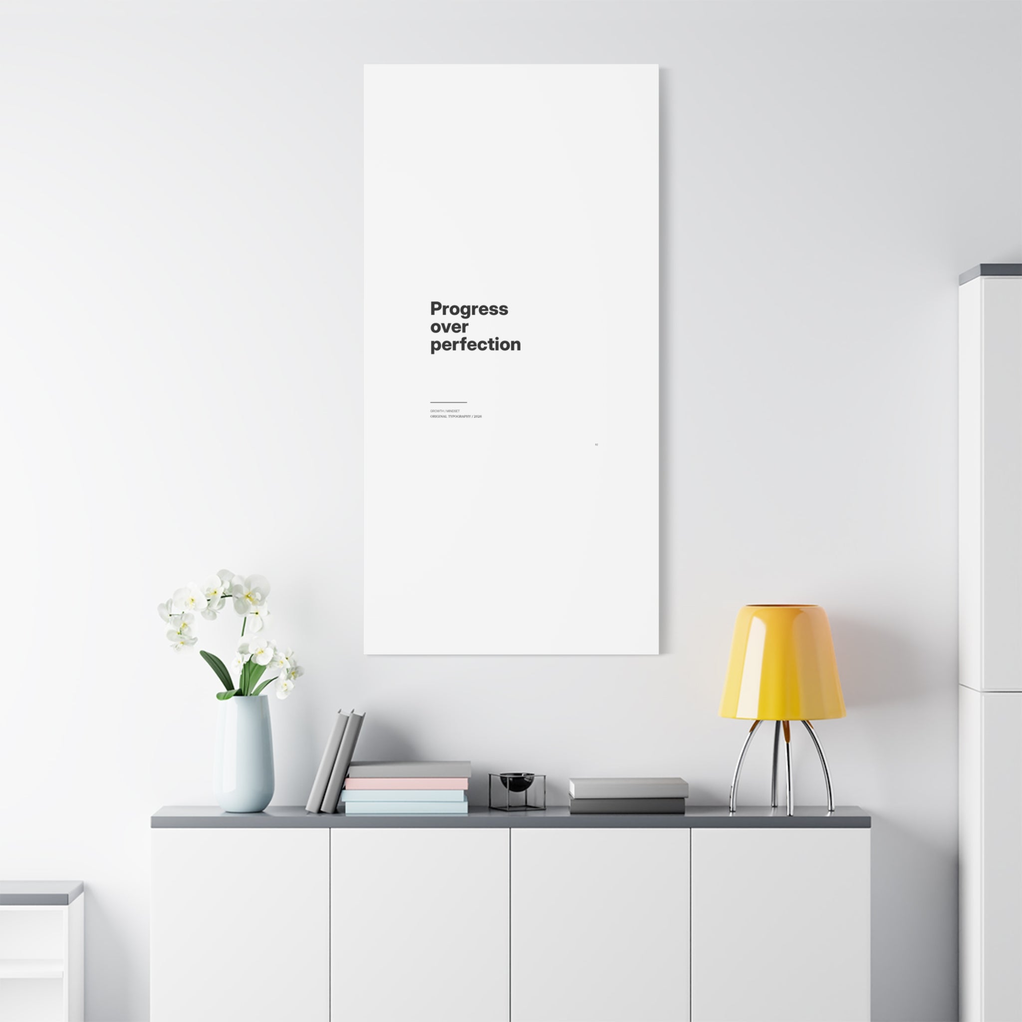 Progress Over Perfection Matte Canvas Wall Art — Minimal Motivational Quote