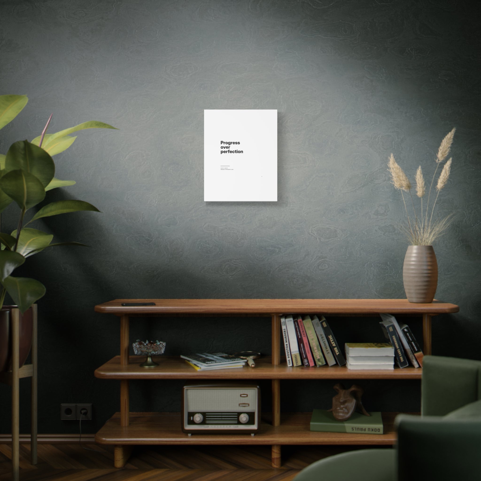 Progress Over Perfection Matte Canvas Wall Art — Minimal Motivational Quote