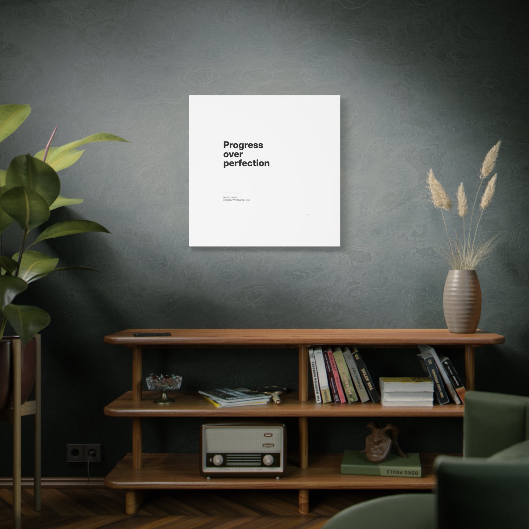 Progress Over Perfection Matte Canvas Wall Art — Minimal Motivational Quote