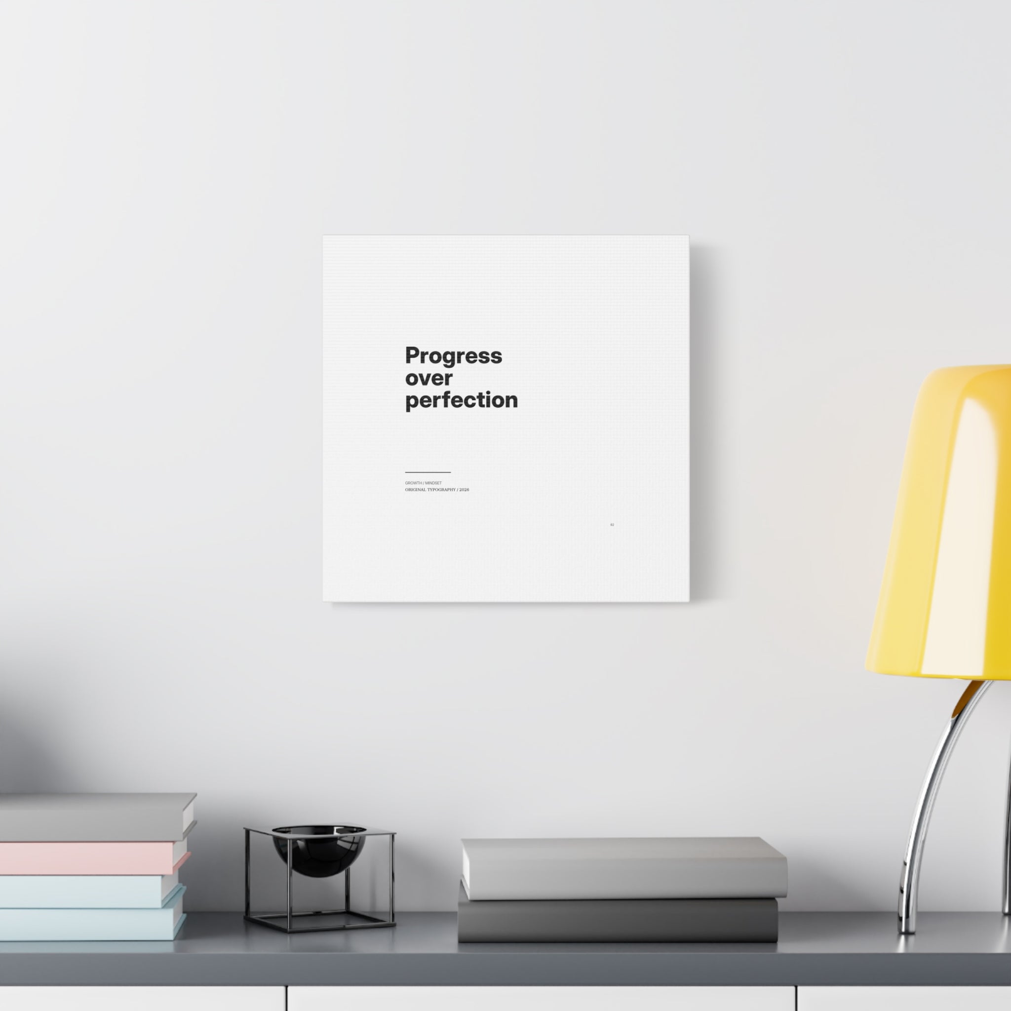 Progress Over Perfection Matte Canvas Wall Art — Minimal Motivational Quote