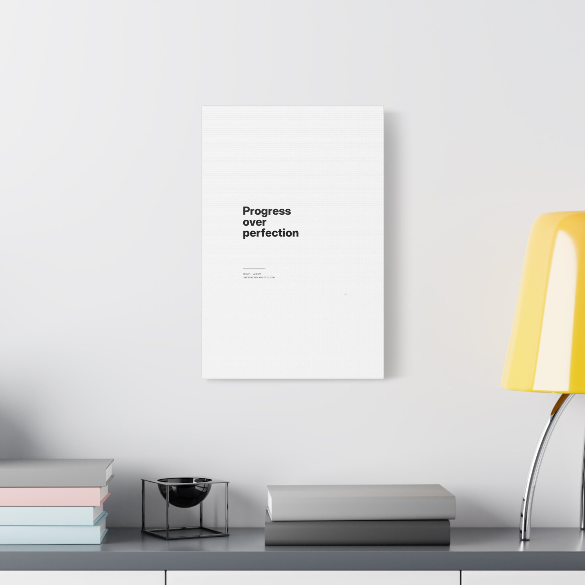 Progress Over Perfection Matte Canvas Wall Art — Minimal Motivational Quote