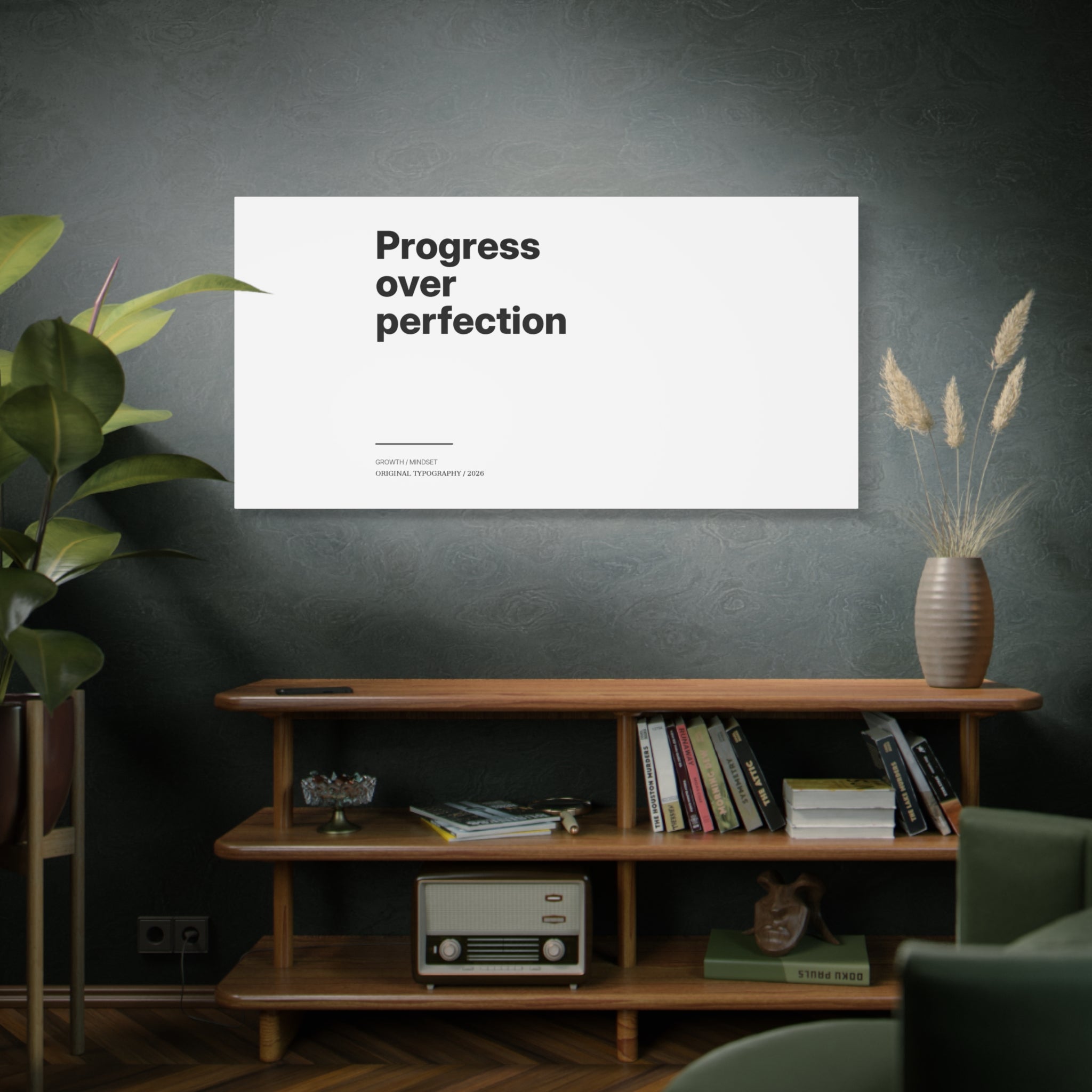 Progress Over Perfection Matte Canvas Wall Art — Minimal Motivational Quote
