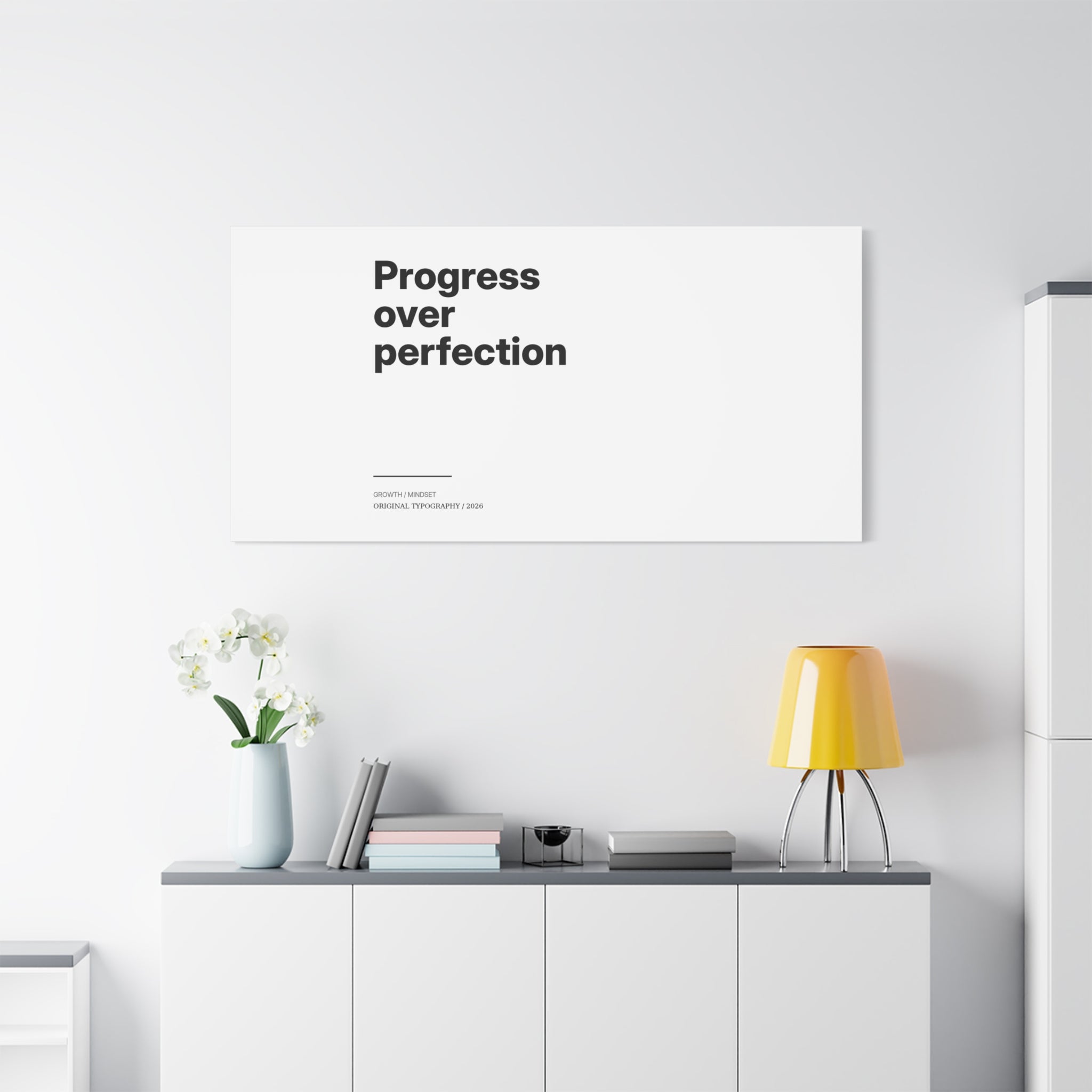 Progress Over Perfection Matte Canvas Wall Art — Minimal Motivational Quote