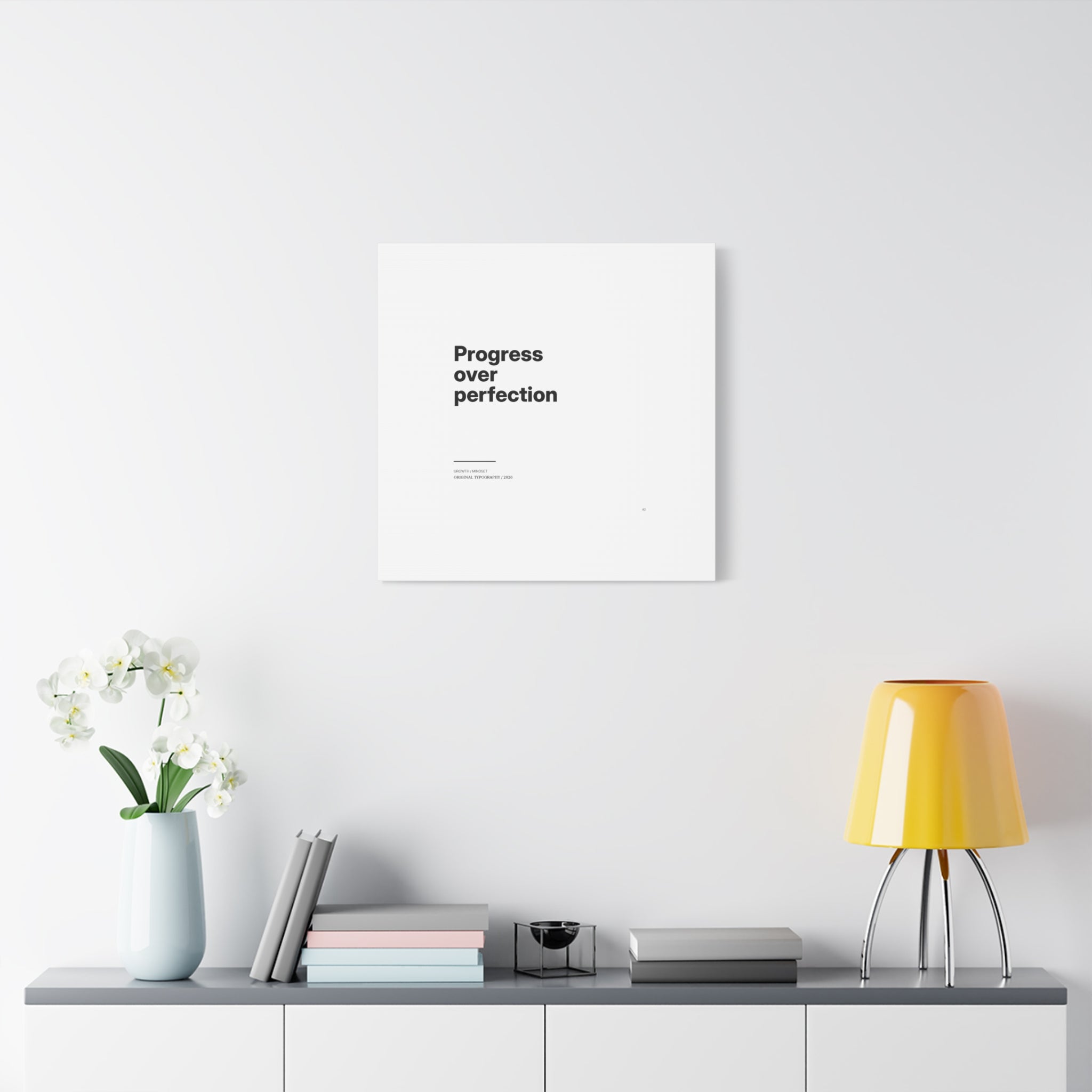 Progress Over Perfection Matte Canvas Wall Art — Minimal Motivational Quote