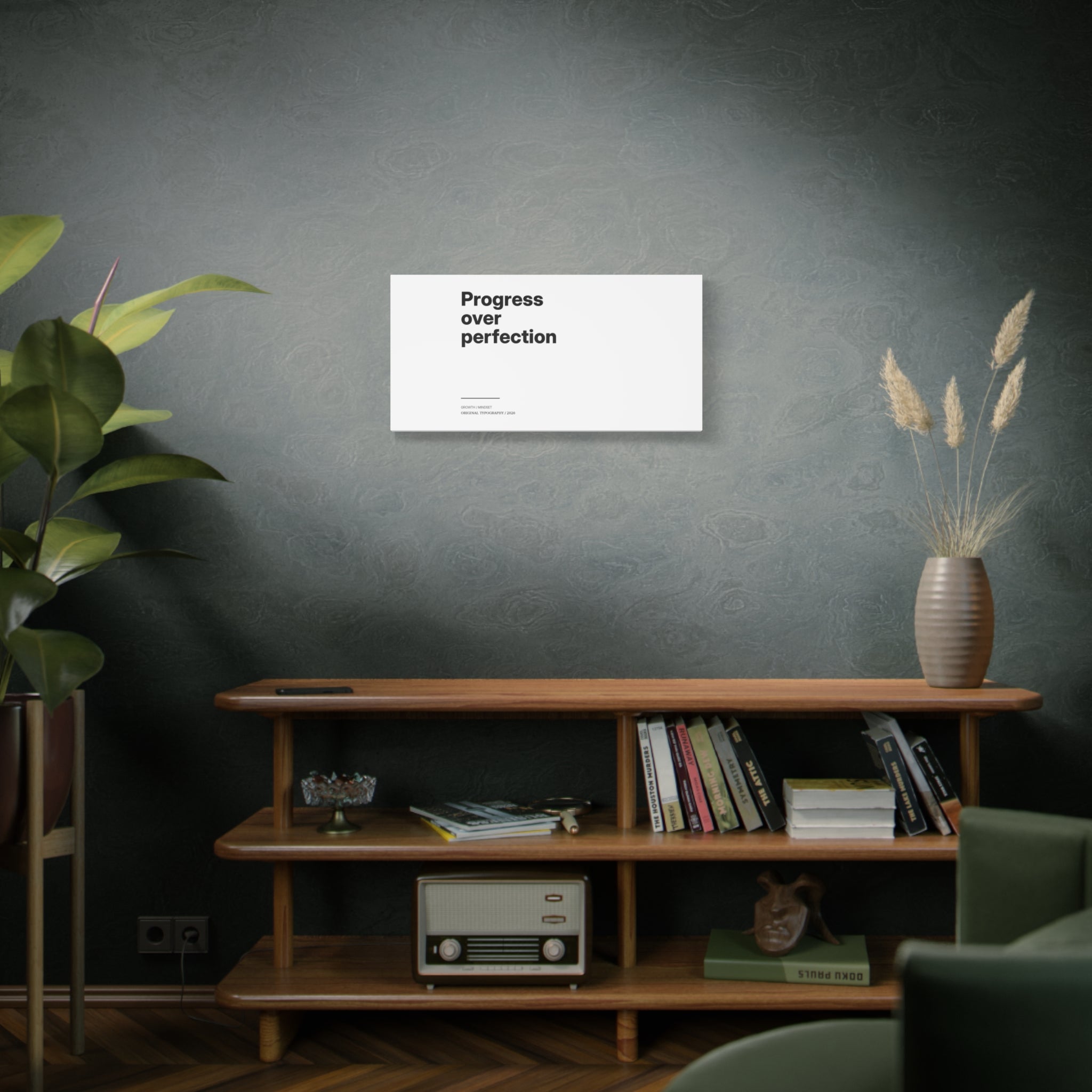 Progress Over Perfection Matte Canvas Wall Art — Minimal Motivational Quote