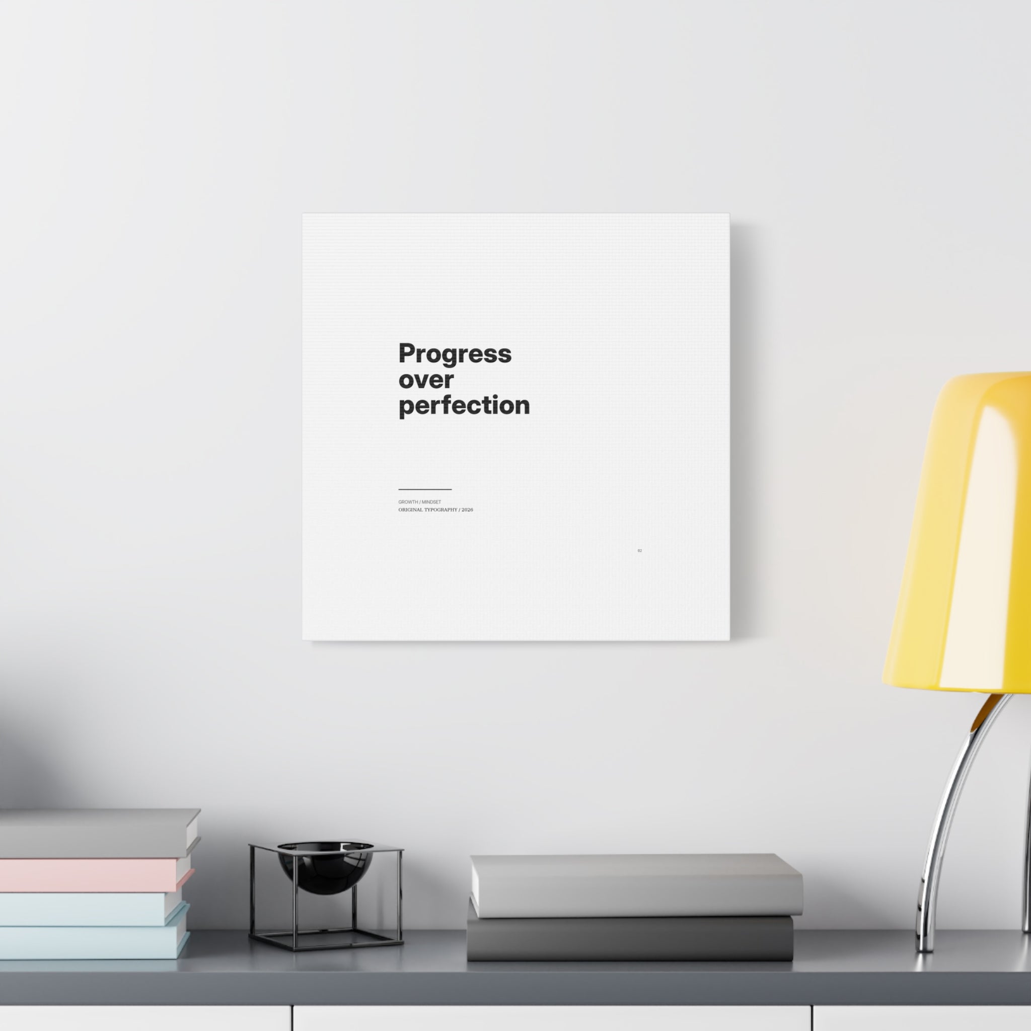 Progress Over Perfection Matte Canvas Wall Art — Minimal Motivational Quote