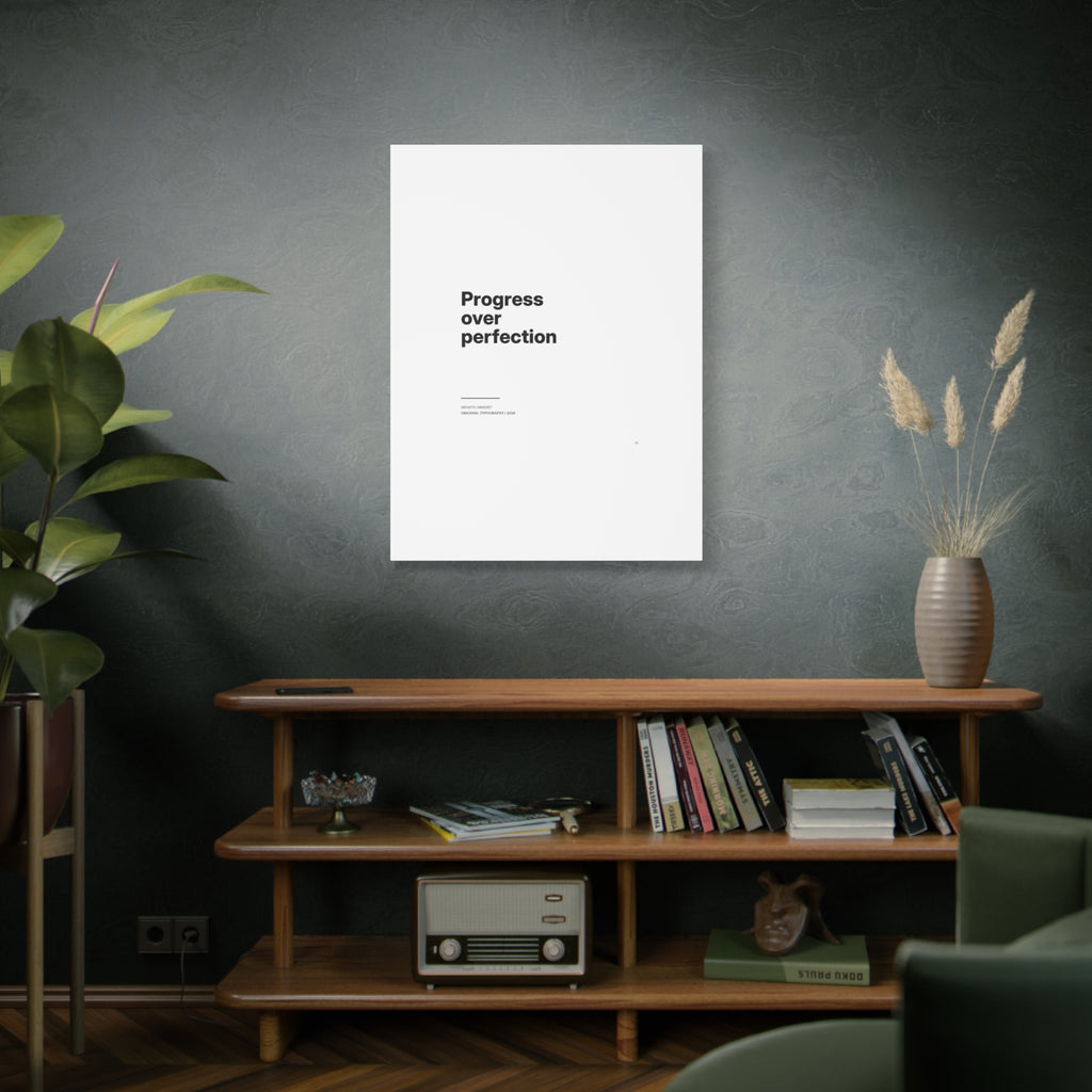 Progress Over Perfection Matte Canvas Wall Art — Minimal Motivational Quote