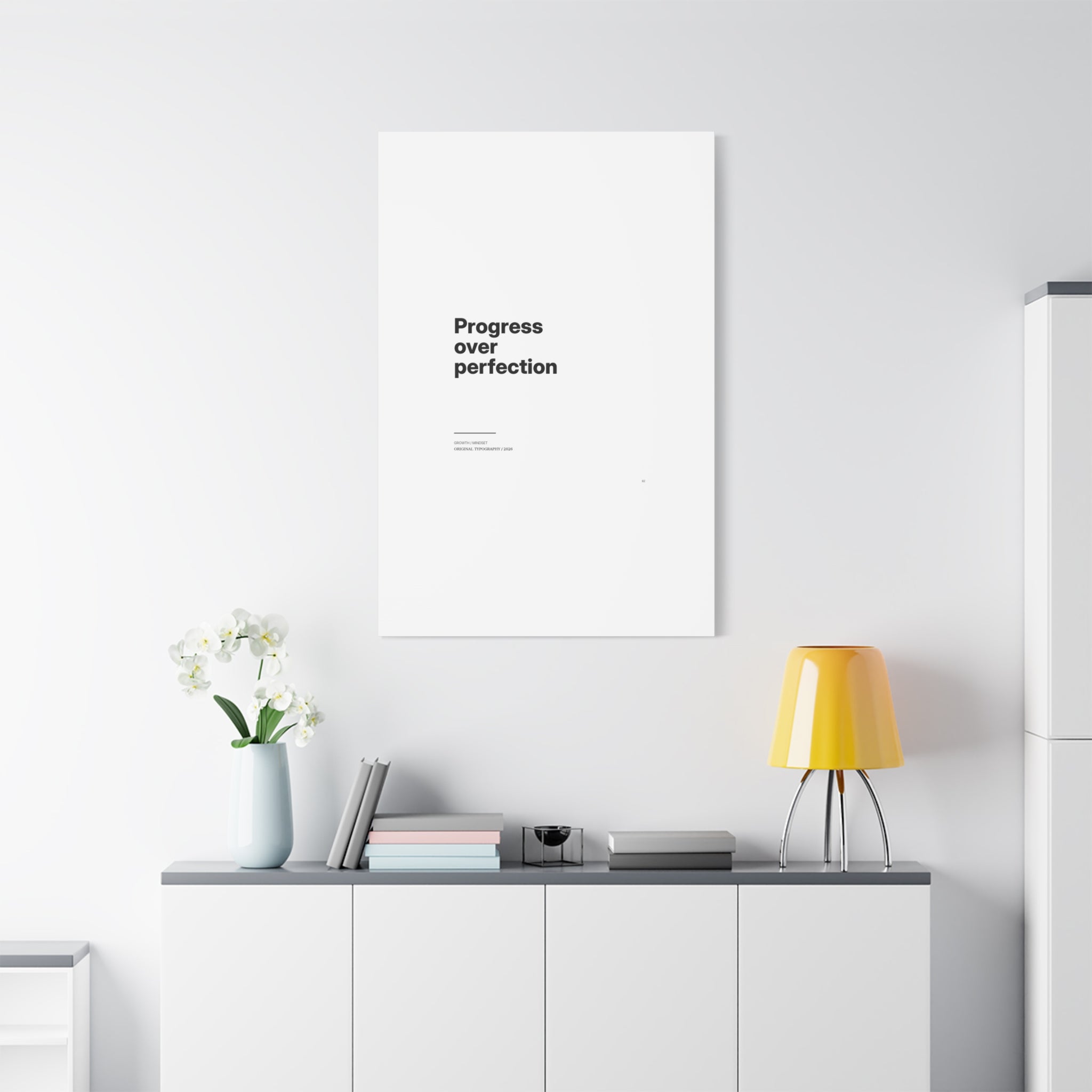 Progress Over Perfection Matte Canvas Wall Art — Minimal Motivational Quote