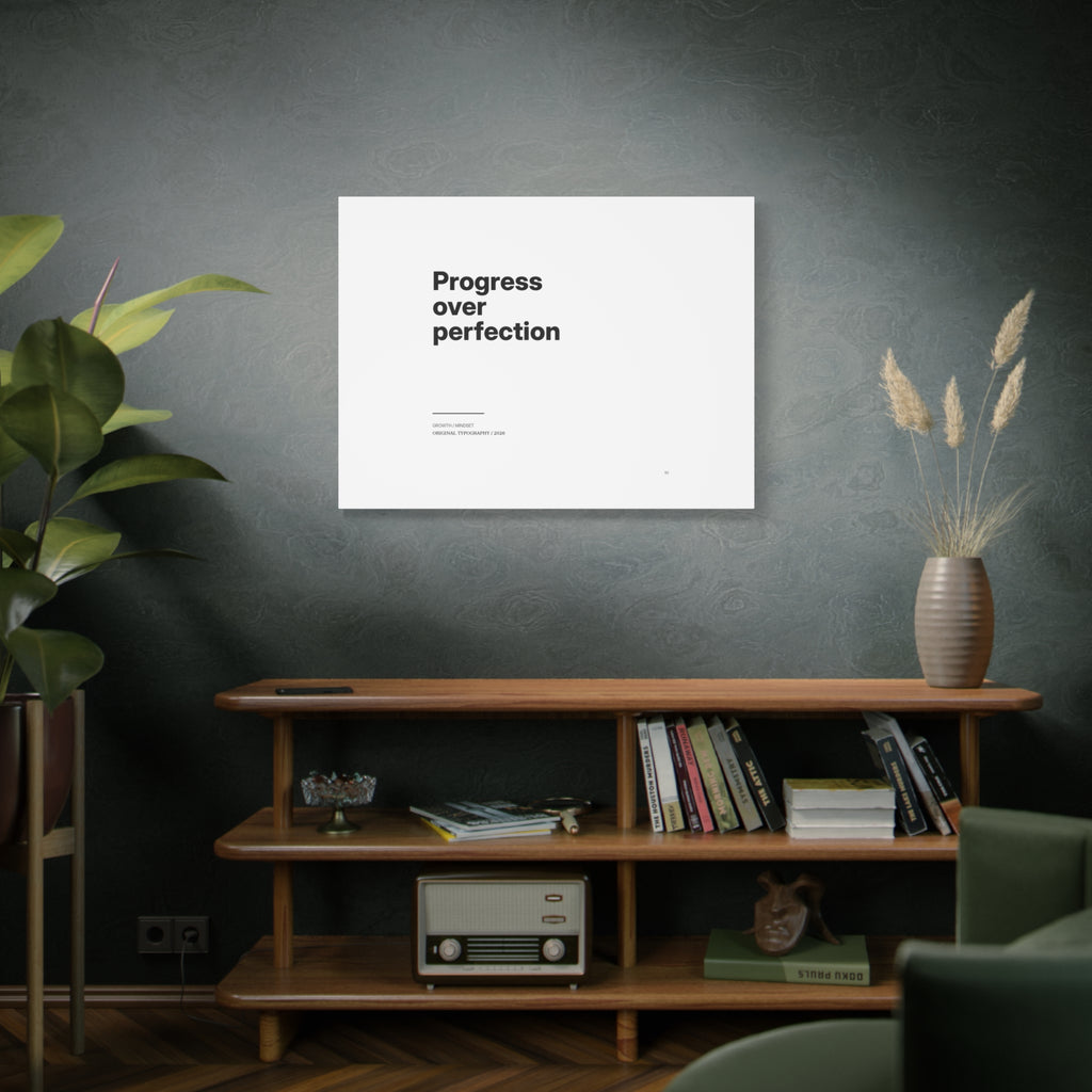 Progress Over Perfection Matte Canvas Wall Art — Minimal Motivational Quote