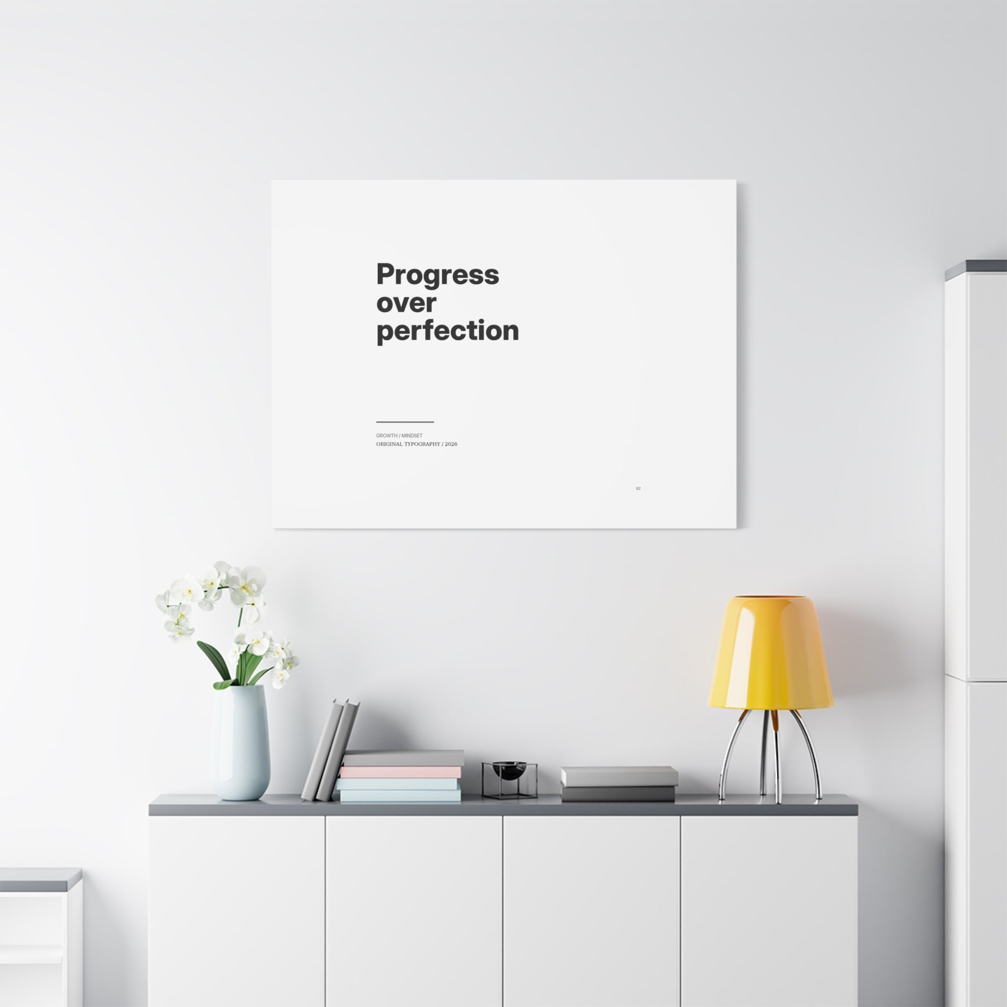 Progress Over Perfection Matte Canvas Wall Art — Minimal Motivational Quote