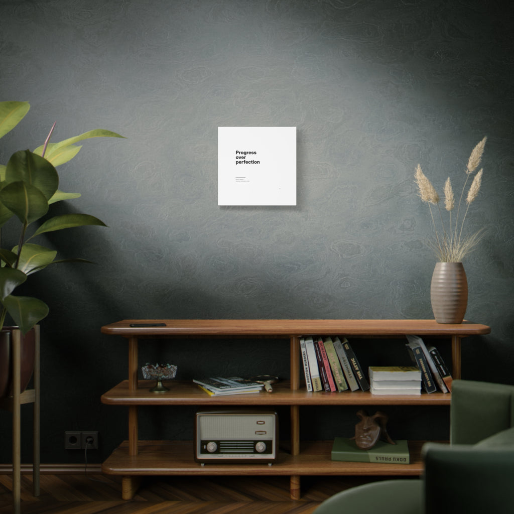 Progress Over Perfection Matte Canvas Wall Art — Minimal Motivational Quote