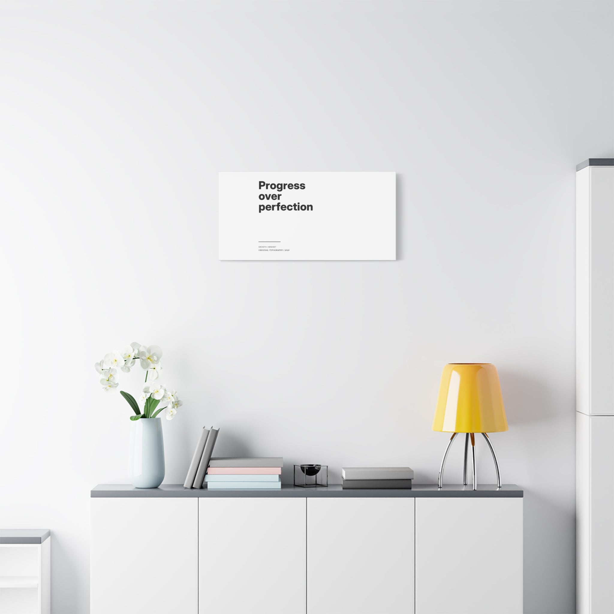 Progress Over Perfection Matte Canvas Wall Art — Minimal Motivational Quote