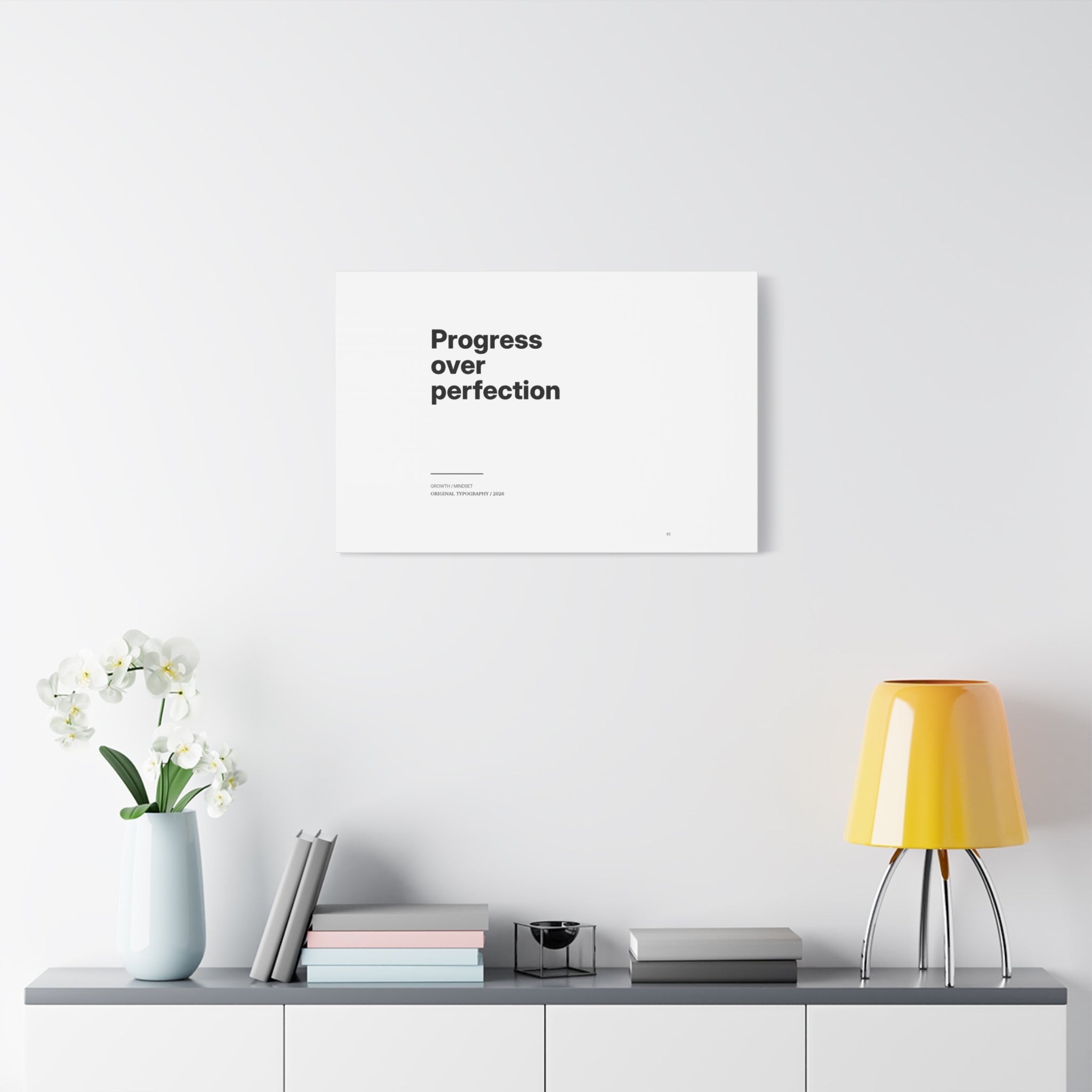Progress Over Perfection Matte Canvas Wall Art — Minimal Motivational Quote