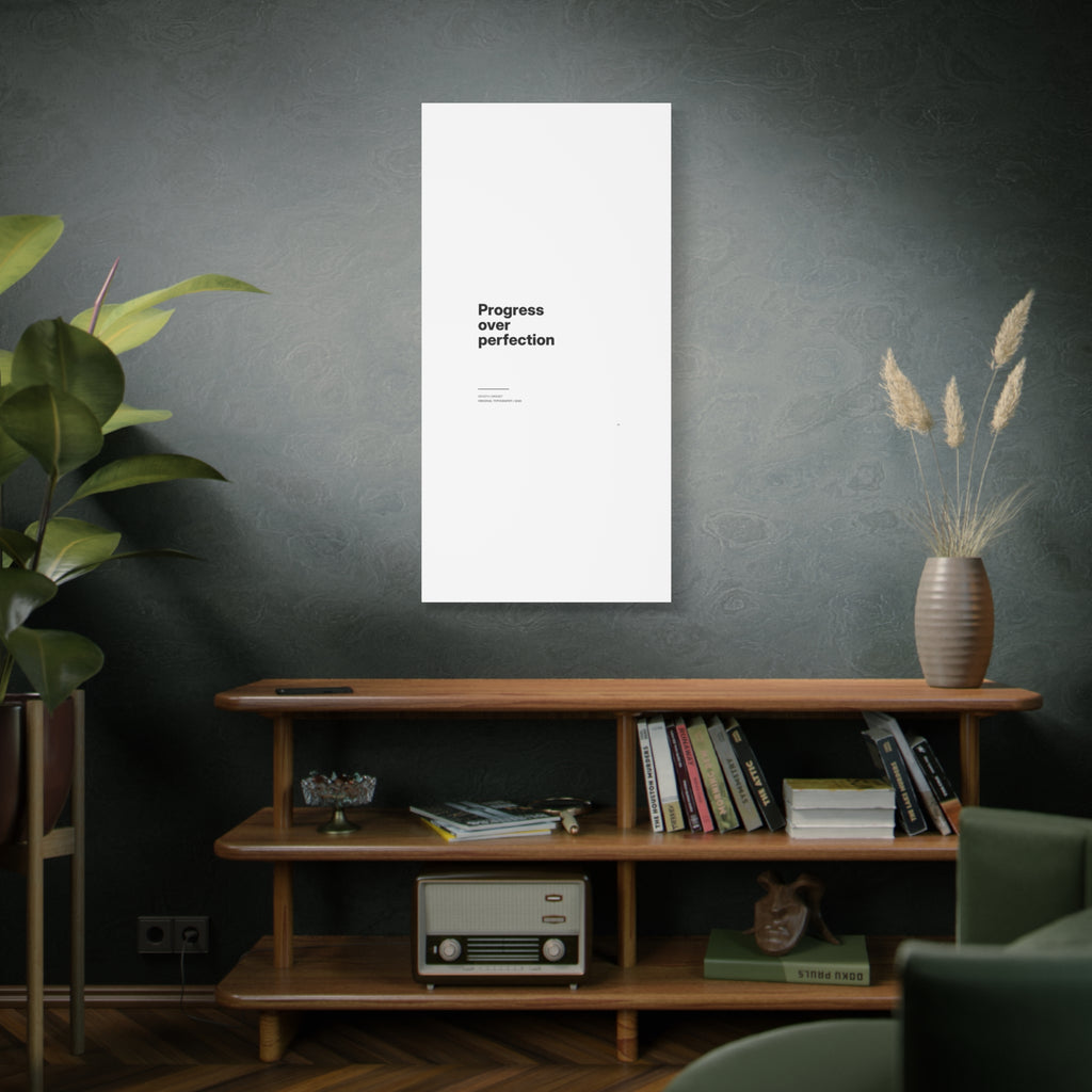 Progress Over Perfection Matte Canvas Wall Art — Minimal Motivational Quote