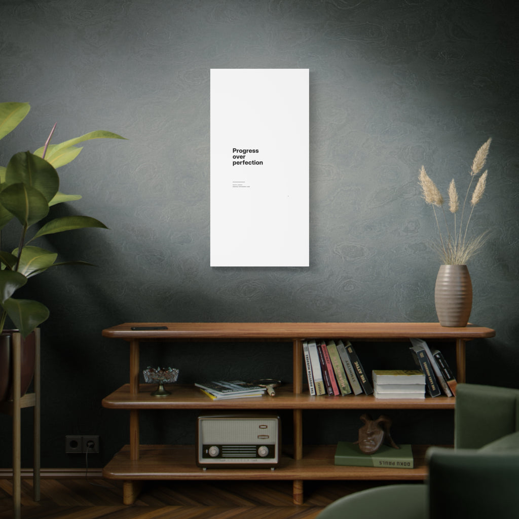 Progress Over Perfection Matte Canvas Wall Art — Minimal Motivational Quote